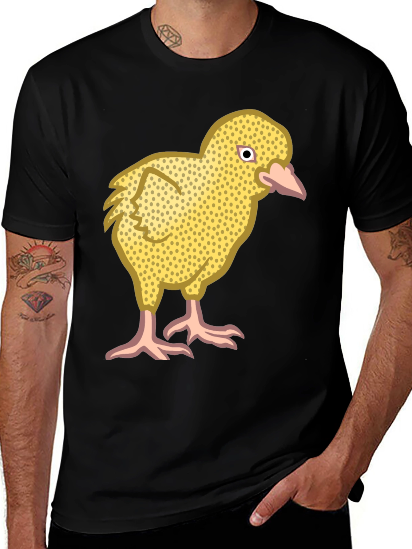 Variant 21 of Funny Chick Graphic Black T-Shirt