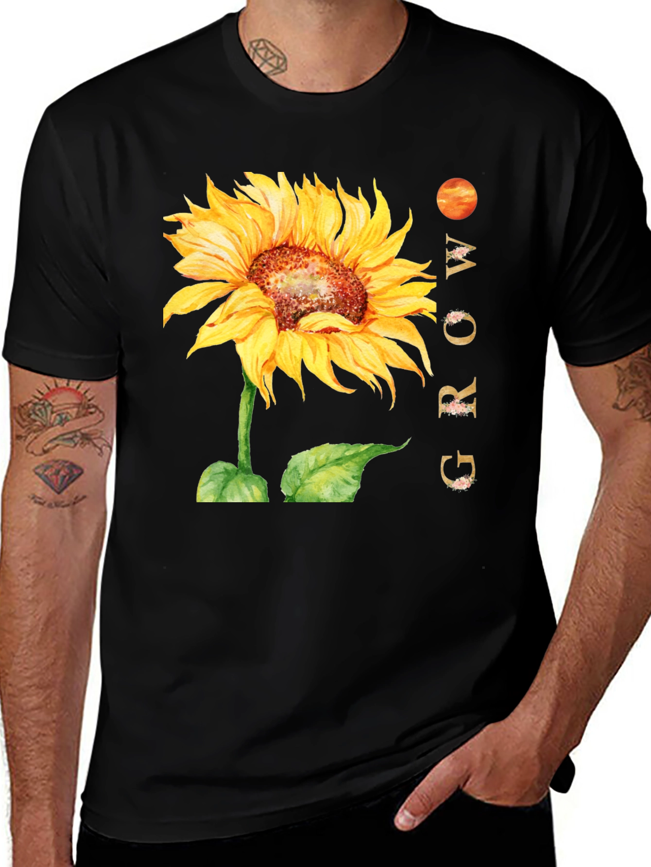 Variant 8 of Sunflower Grow T-Shirt - Nature Inspired Graphic Tee
