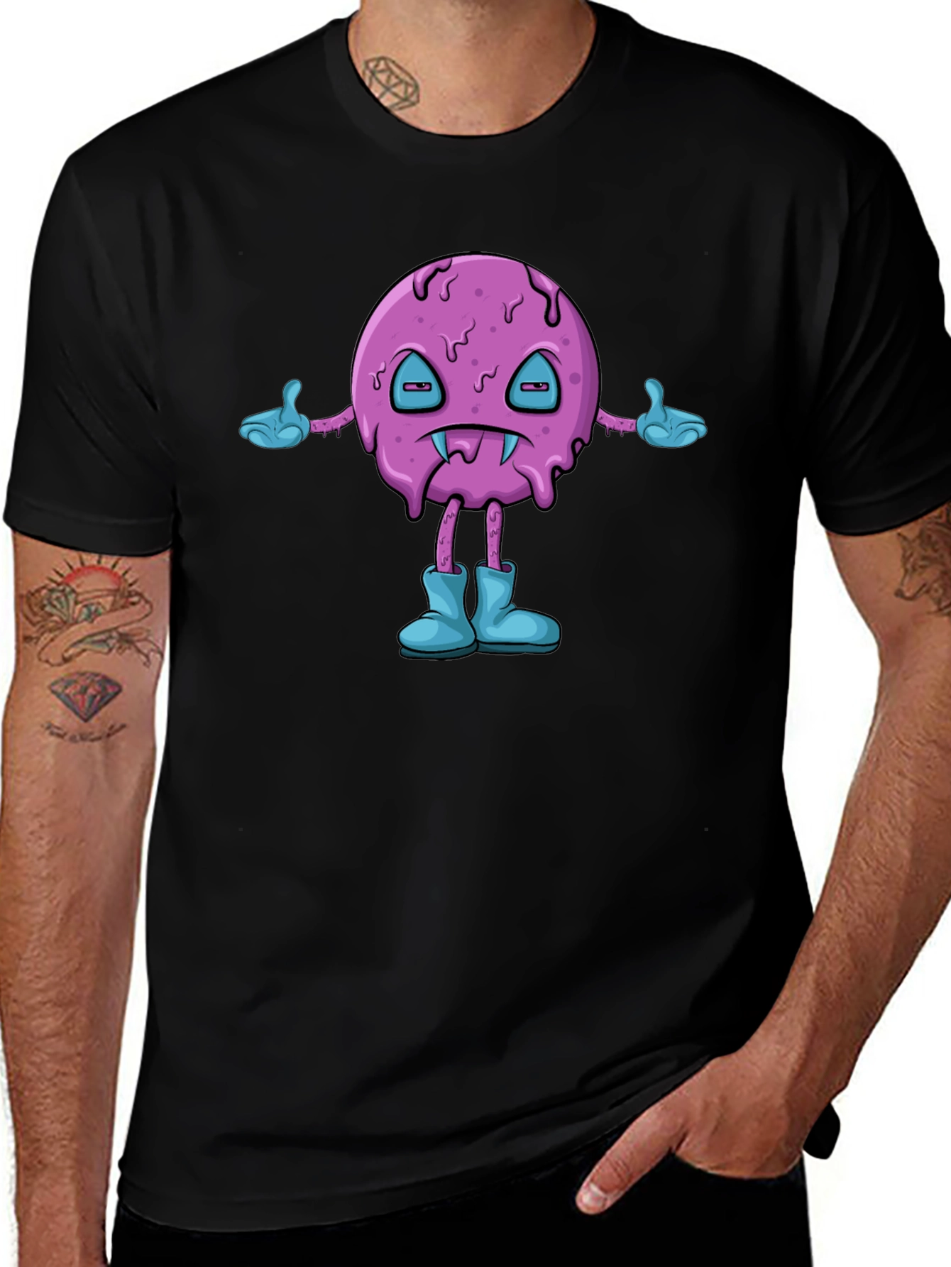 Variant 26 of Cartoon Monster Black T-Shirt