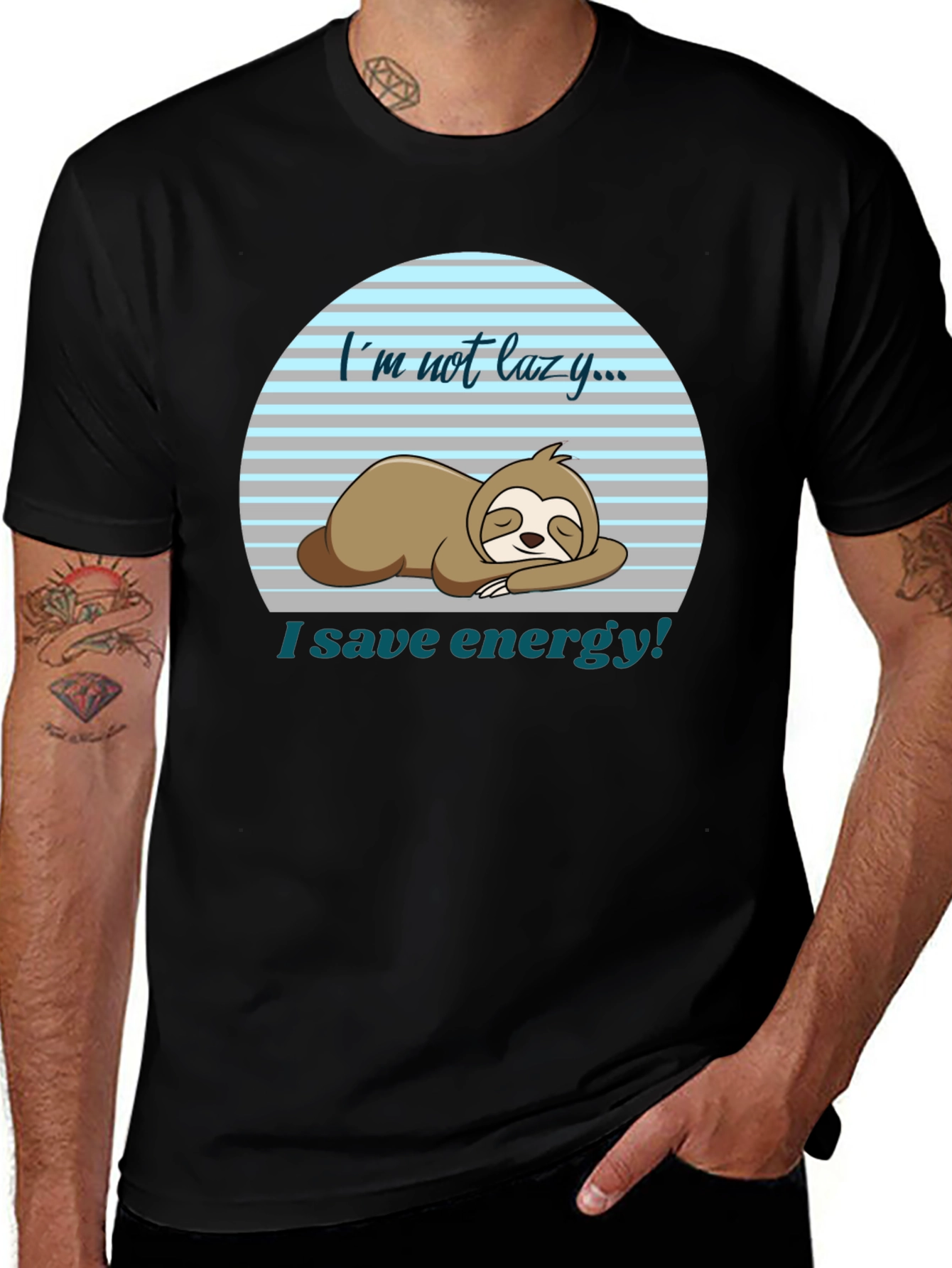 Variant 20 of I'm Not Lazy Sloth Graphic T-Shirt - Save Energy