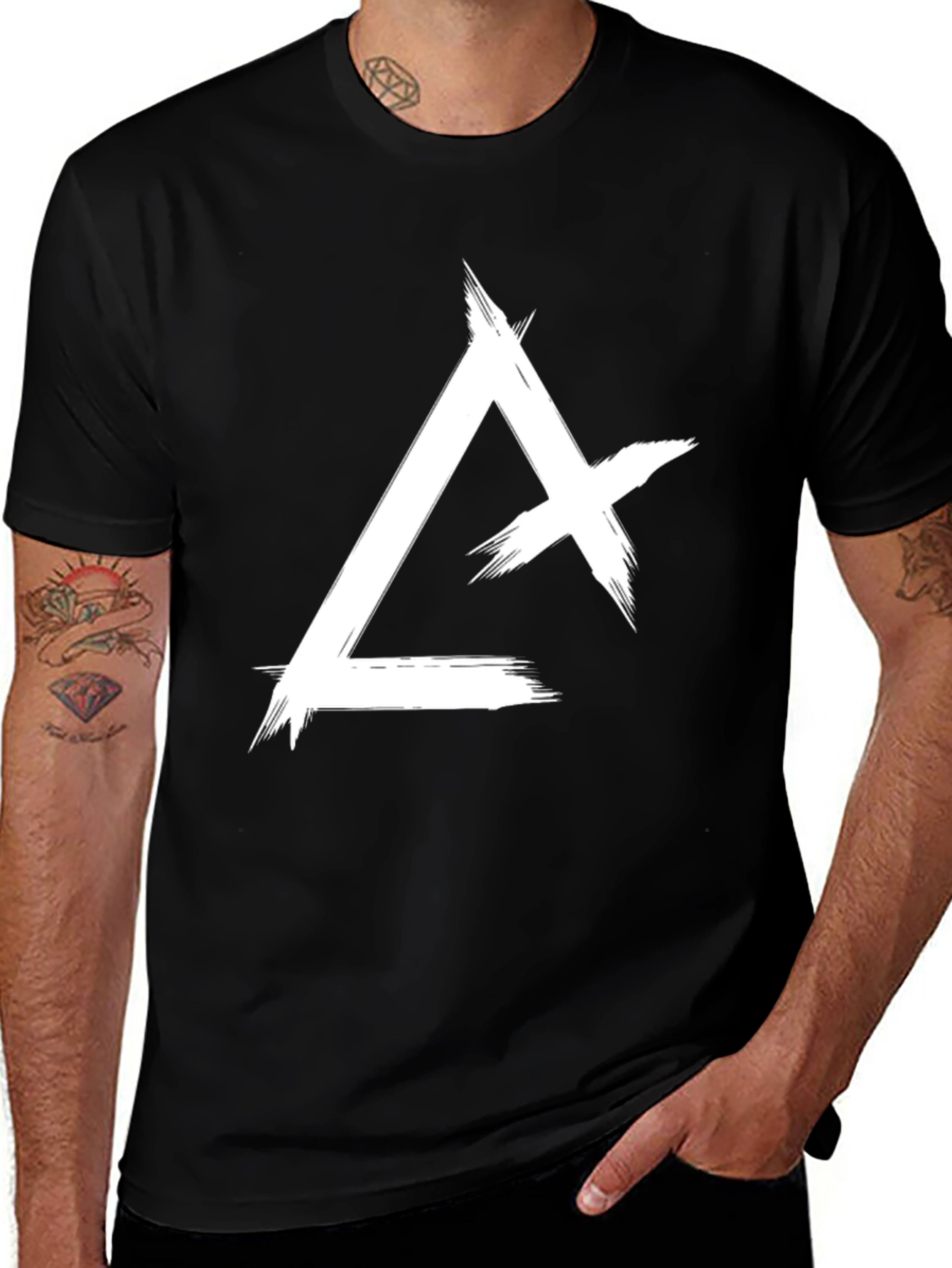 Variant 17 of Abstract Triangle Graphic Tee - Black
