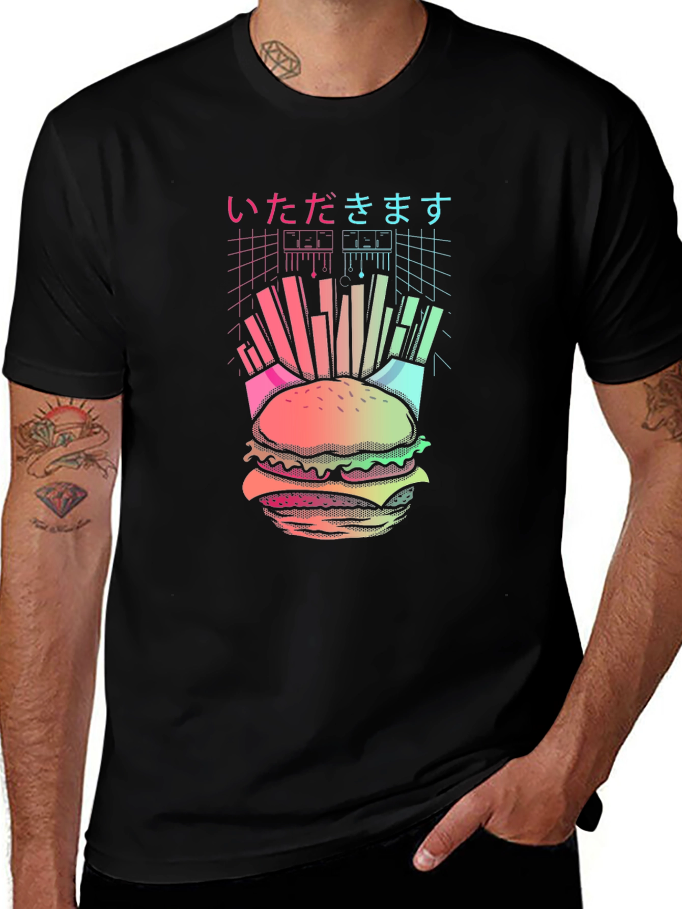 Variant 24 of Retro Vaporwave Burger and Fries Graphic Tee