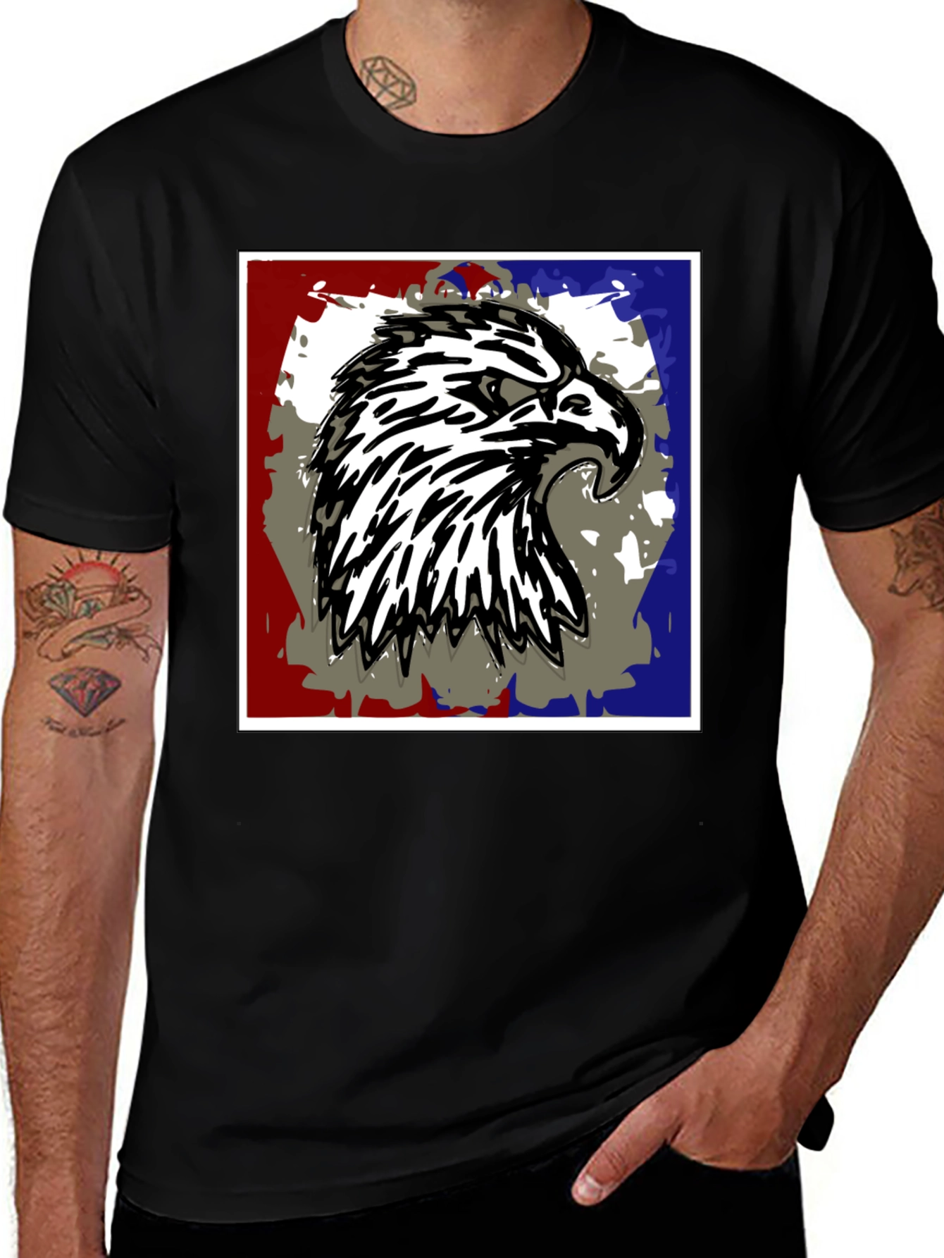 Variant 23 of Eagle Graphic Print Black T-Shirt