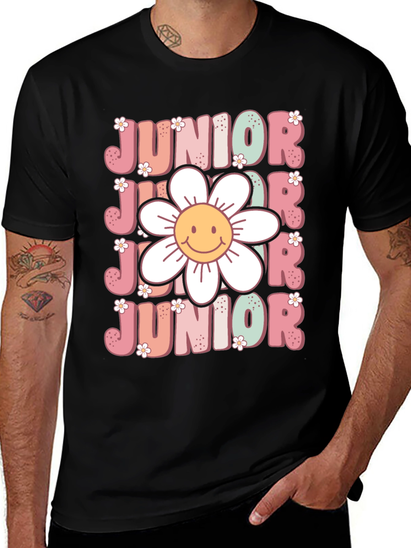 Black Junior Smiley Face T-Shirt main image