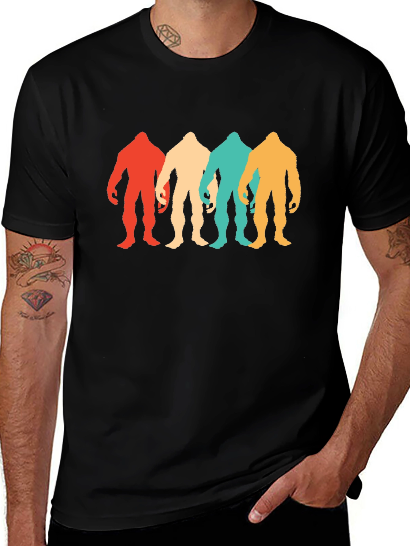 Variant 11 of Retro Bigfoot Silhouette Graphic Tee - Black