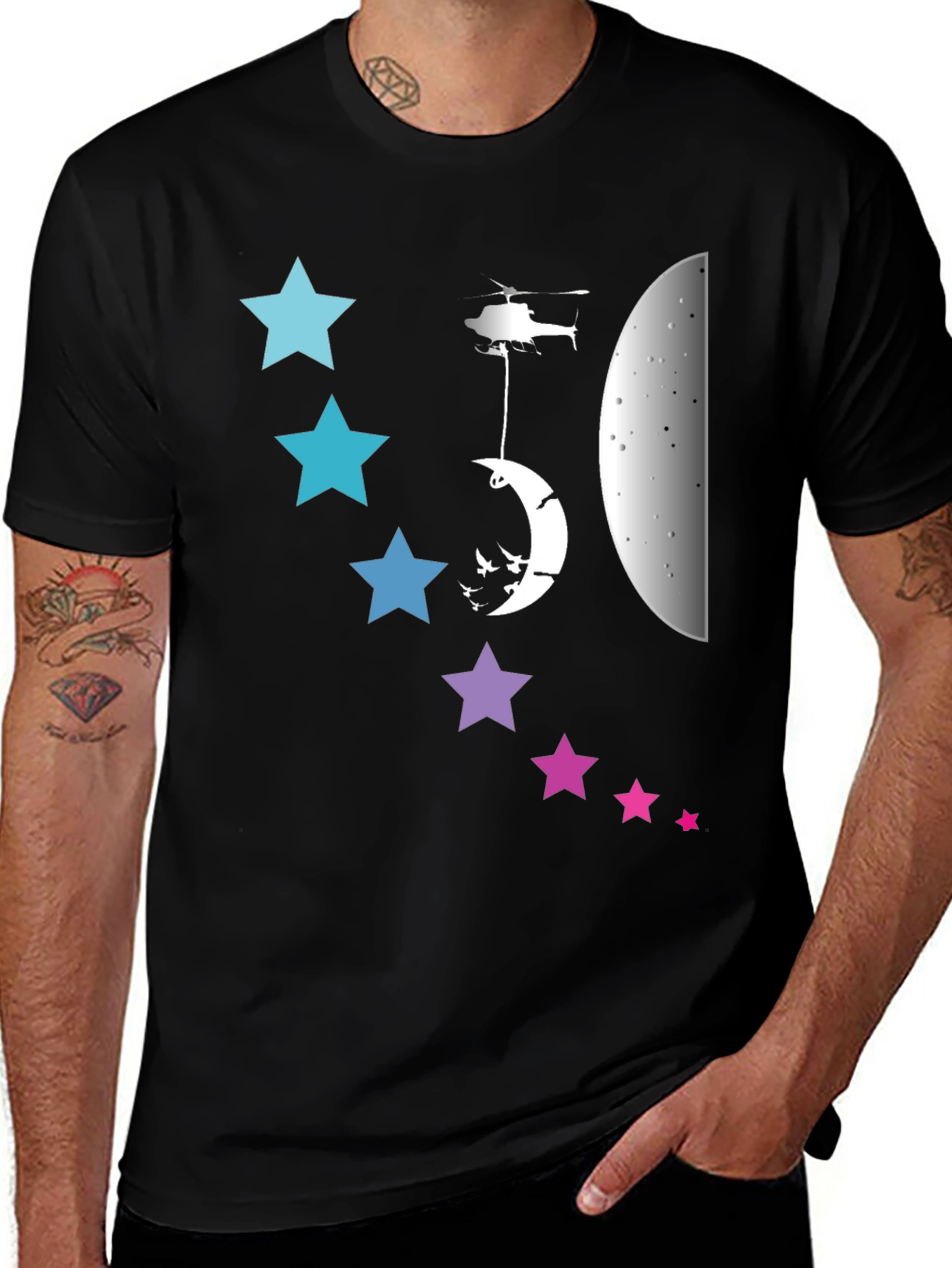 Variant 25 of Starry Night Helicopter Graphic Tee