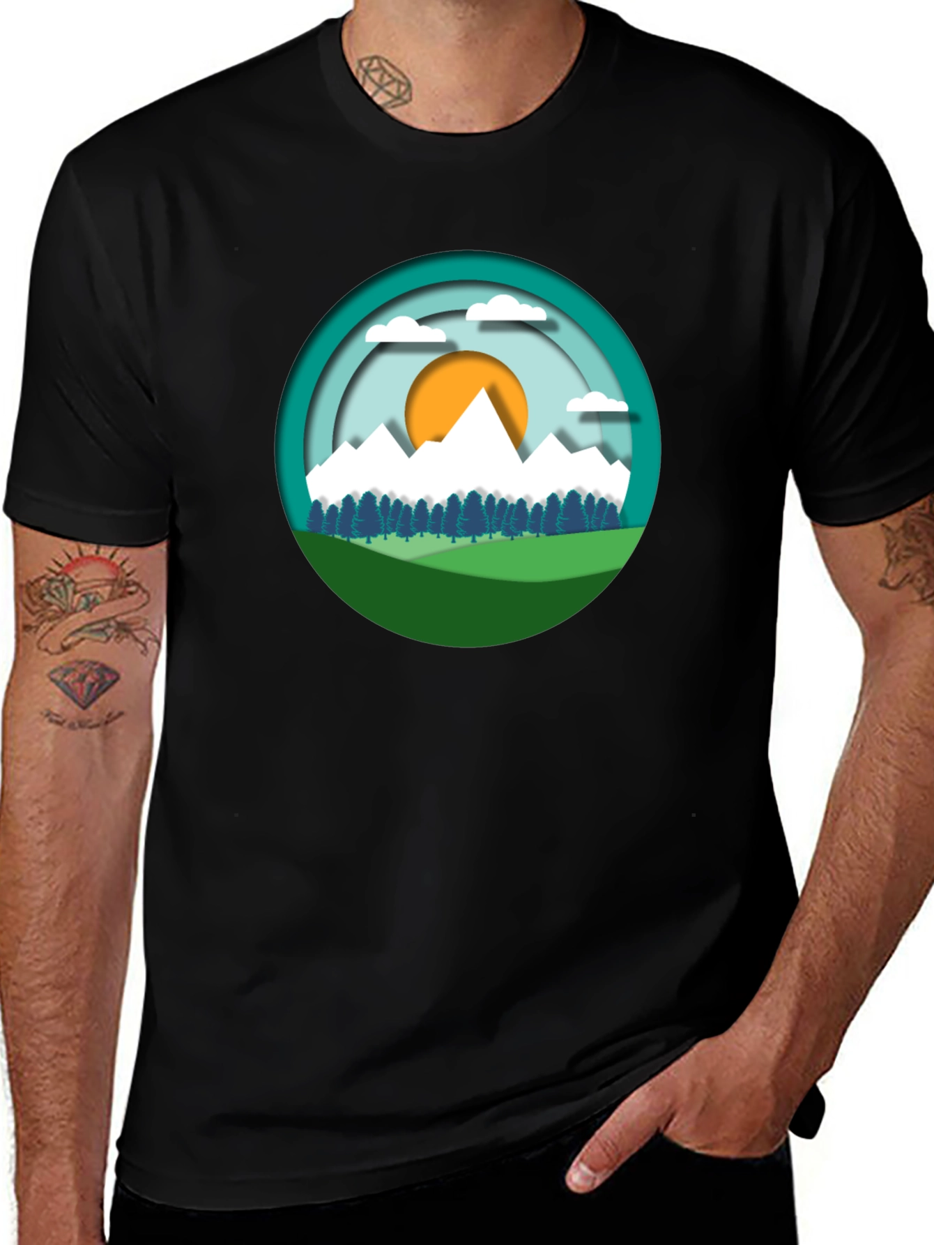 Variant 22 of Mountain Scene Graphic Tee - Nature Lover Shirt