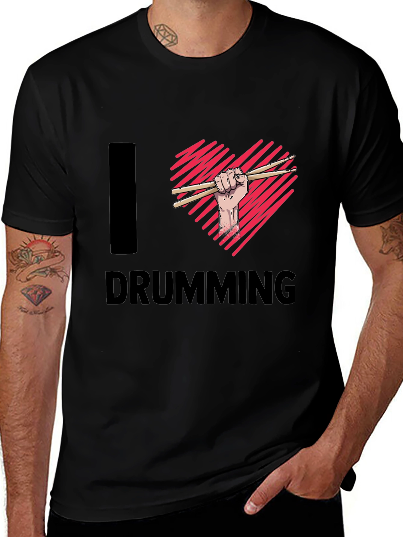 Variant 7 of I Heart Drumming T-Shirt