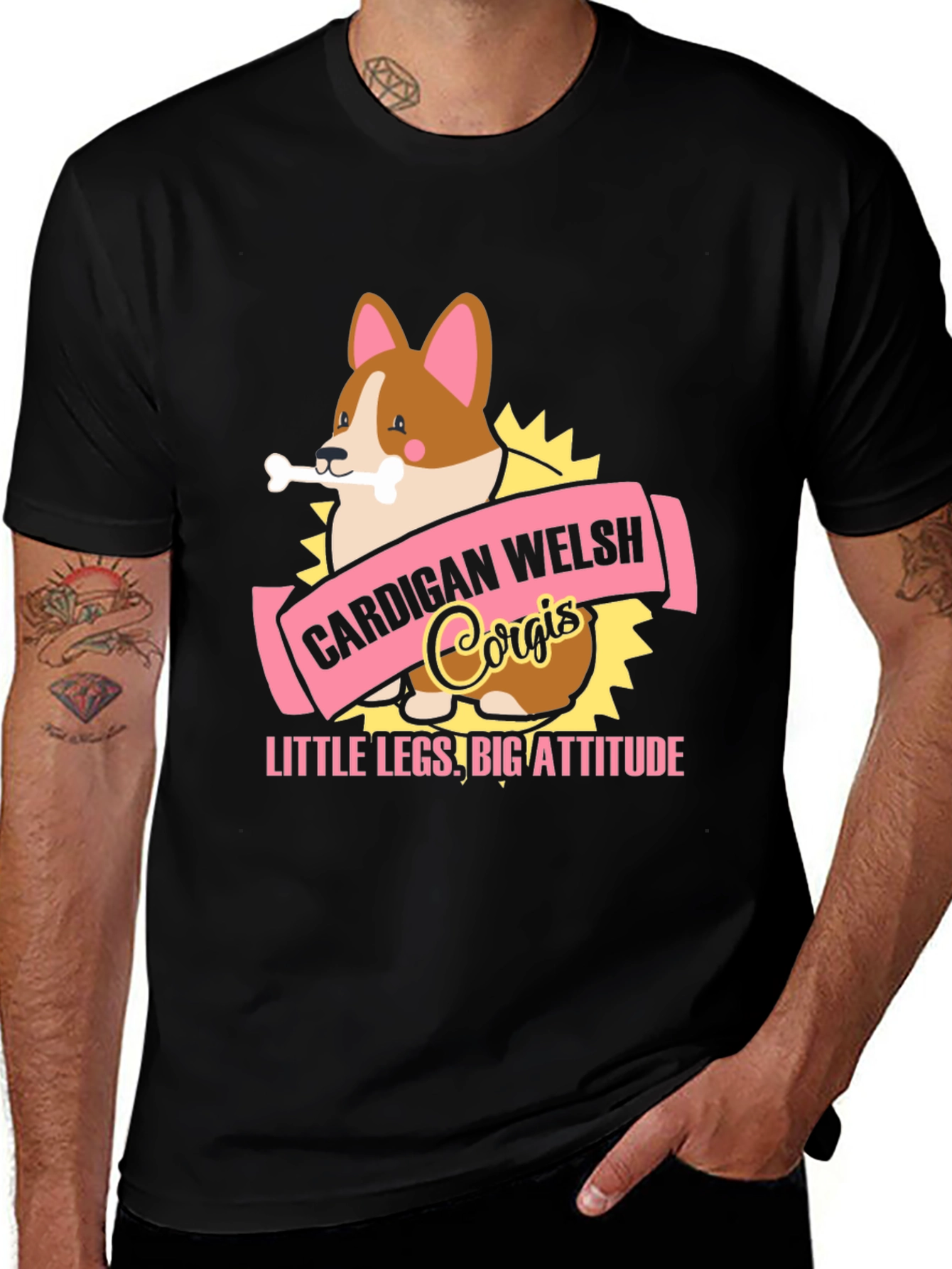 Variant 18 of Corgi T-Shirt: Little Legs, Big Attitude Black Tee