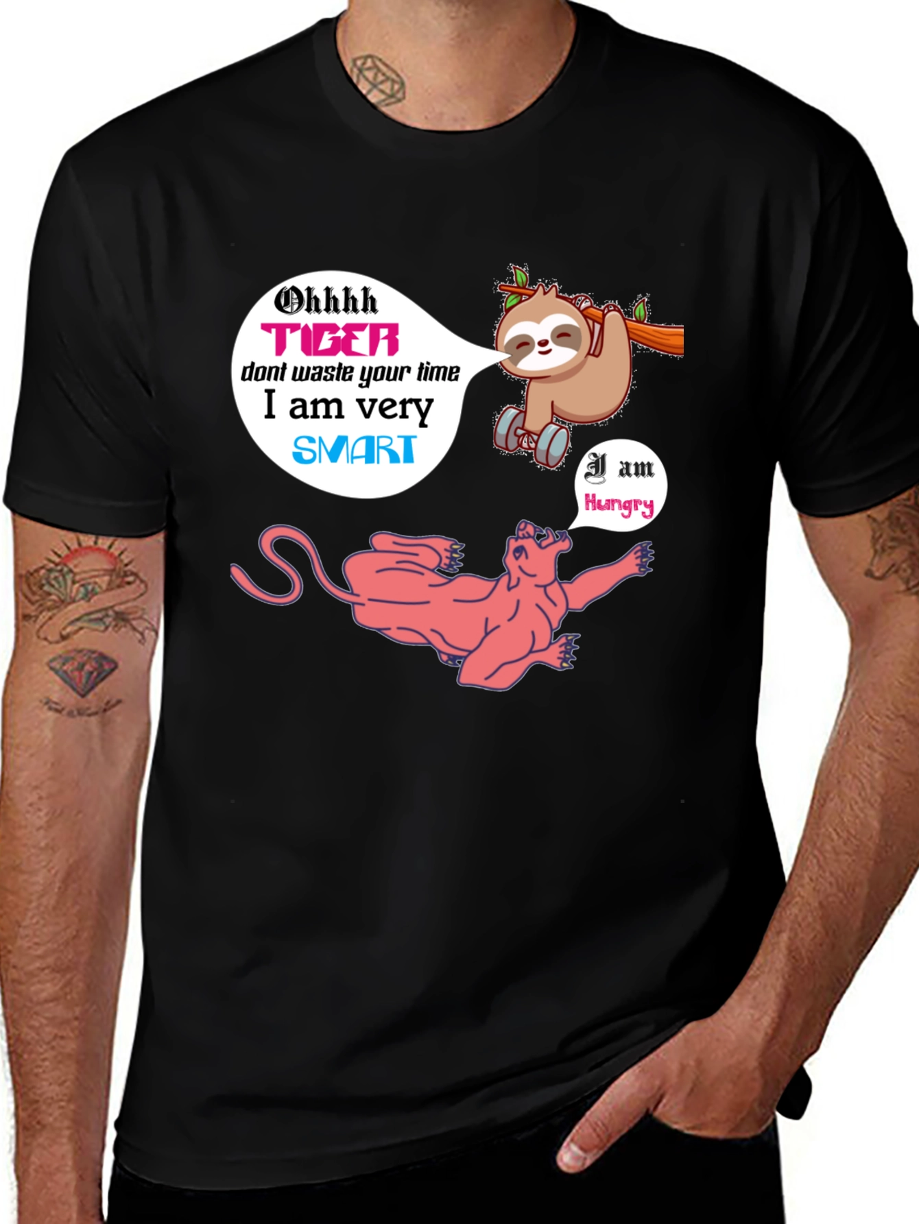 Variant 6 of Funny Tiger & Sloth Graphic T-Shirt