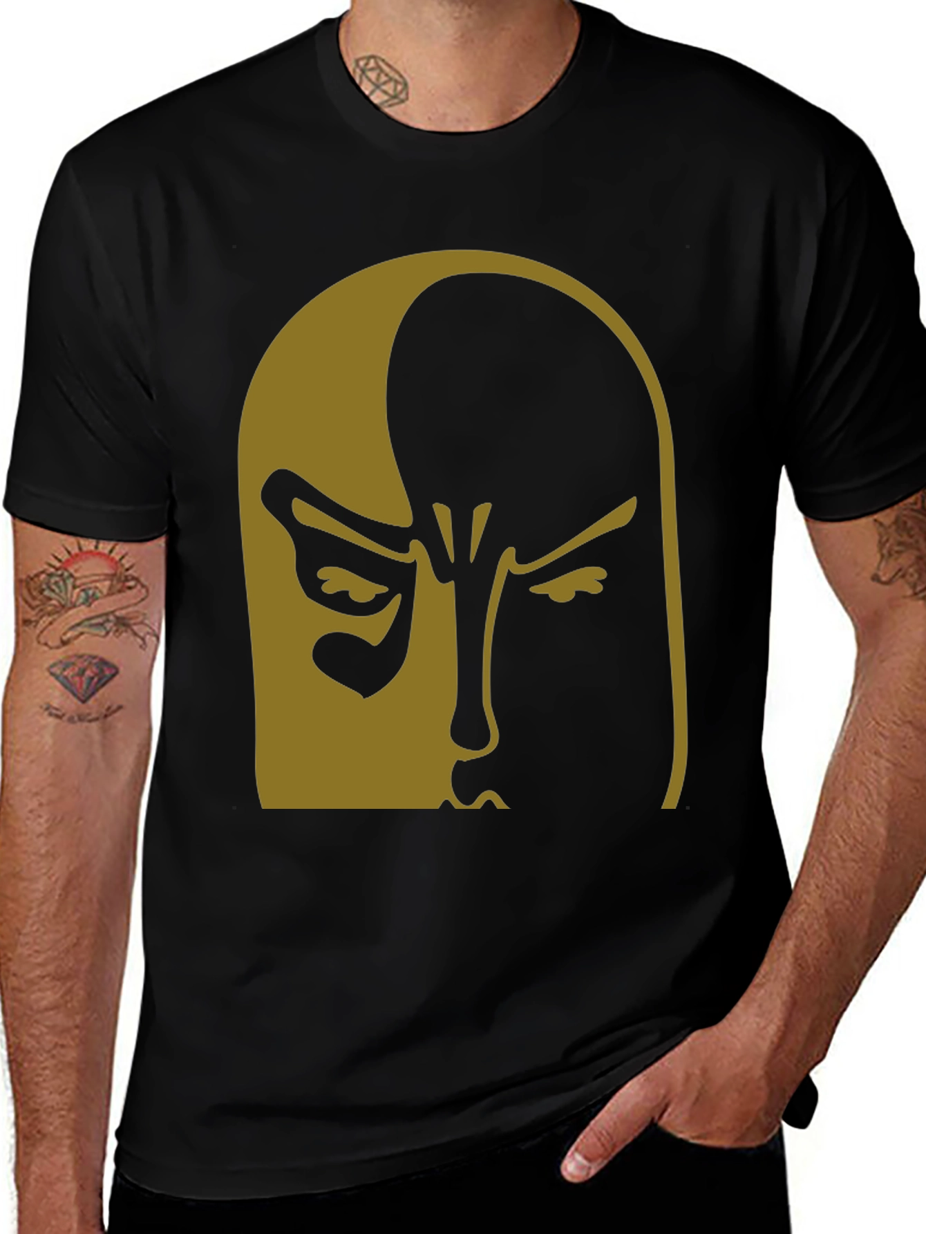 Black Mystery Face Graphic Tee main image