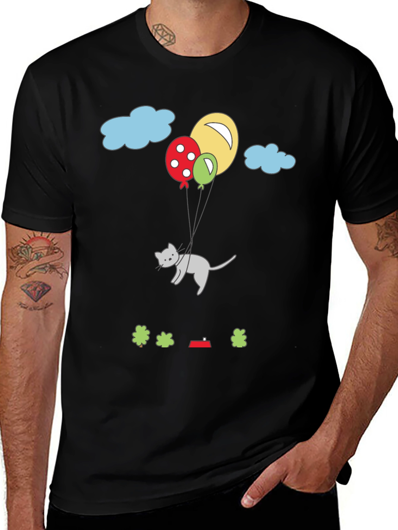 Variant 5 of Cat with Balloons Graphic T-Shirt