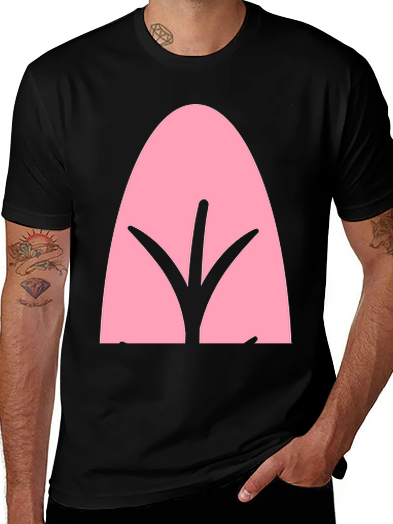 Pink Tree Black Tee