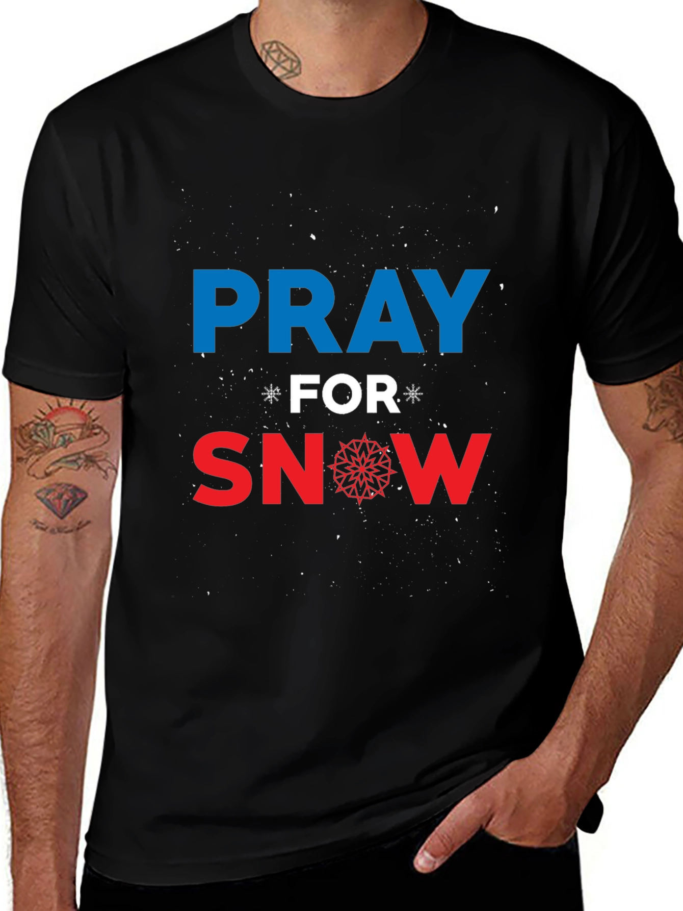 Variant 19 of Pray for Snow Graphic Tee - Winter Season Shirt