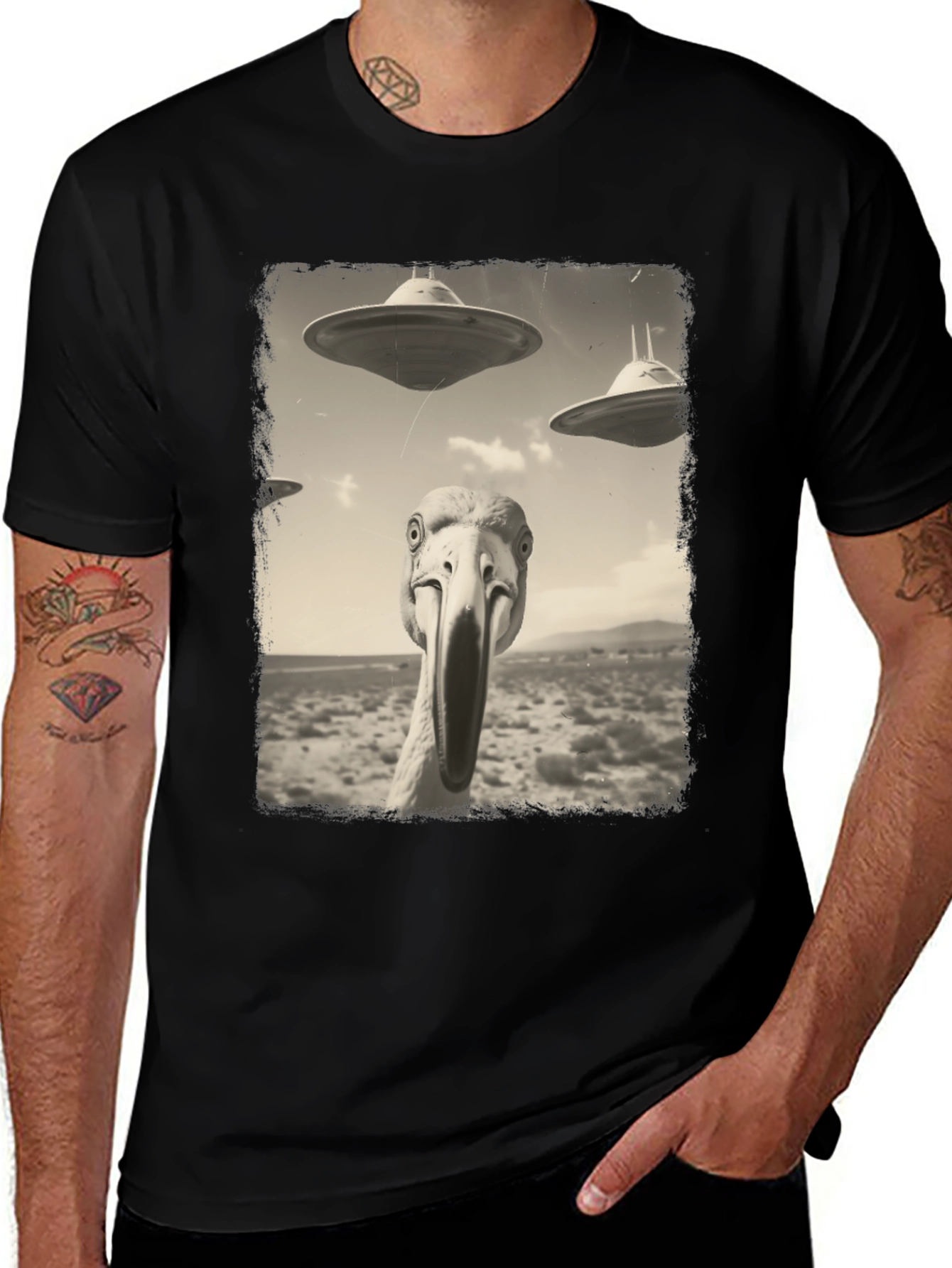 Variant 3 of Retro Alien Bird T-Shirt