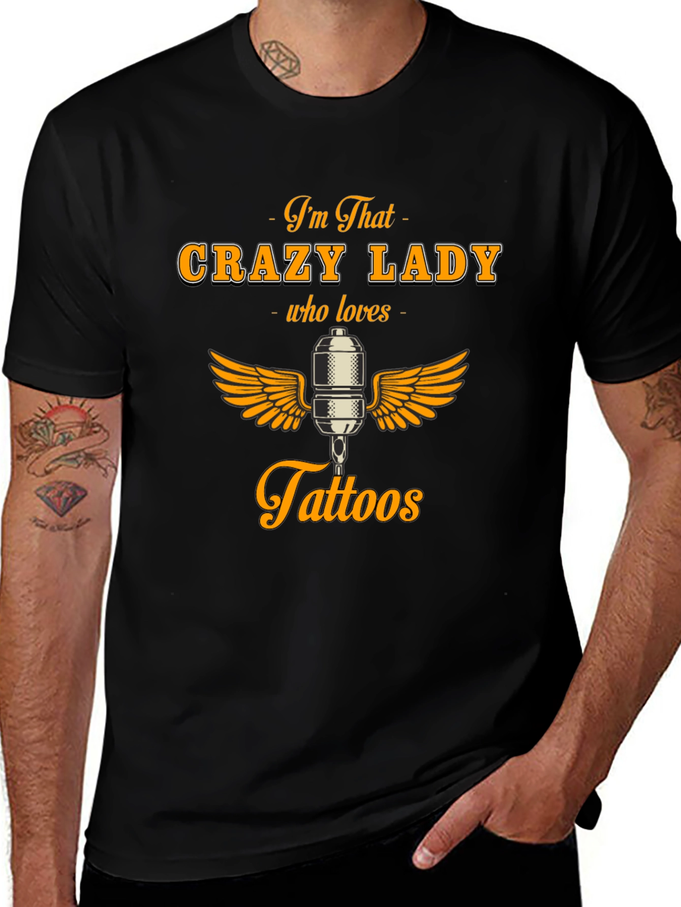 Variant 20 of Crazy Lady Who Loves Tattoos Graphic Tee