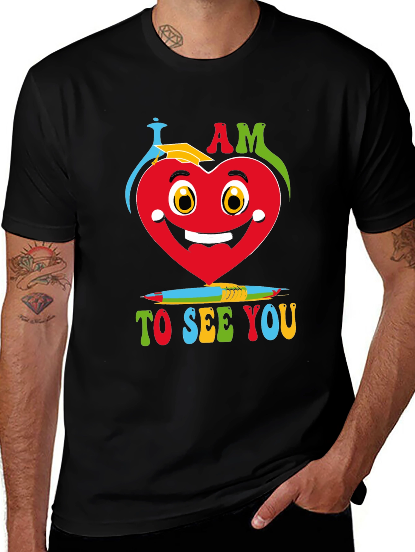 Variant 28 of I Am Glad Heart Graphic Black T-Shirt