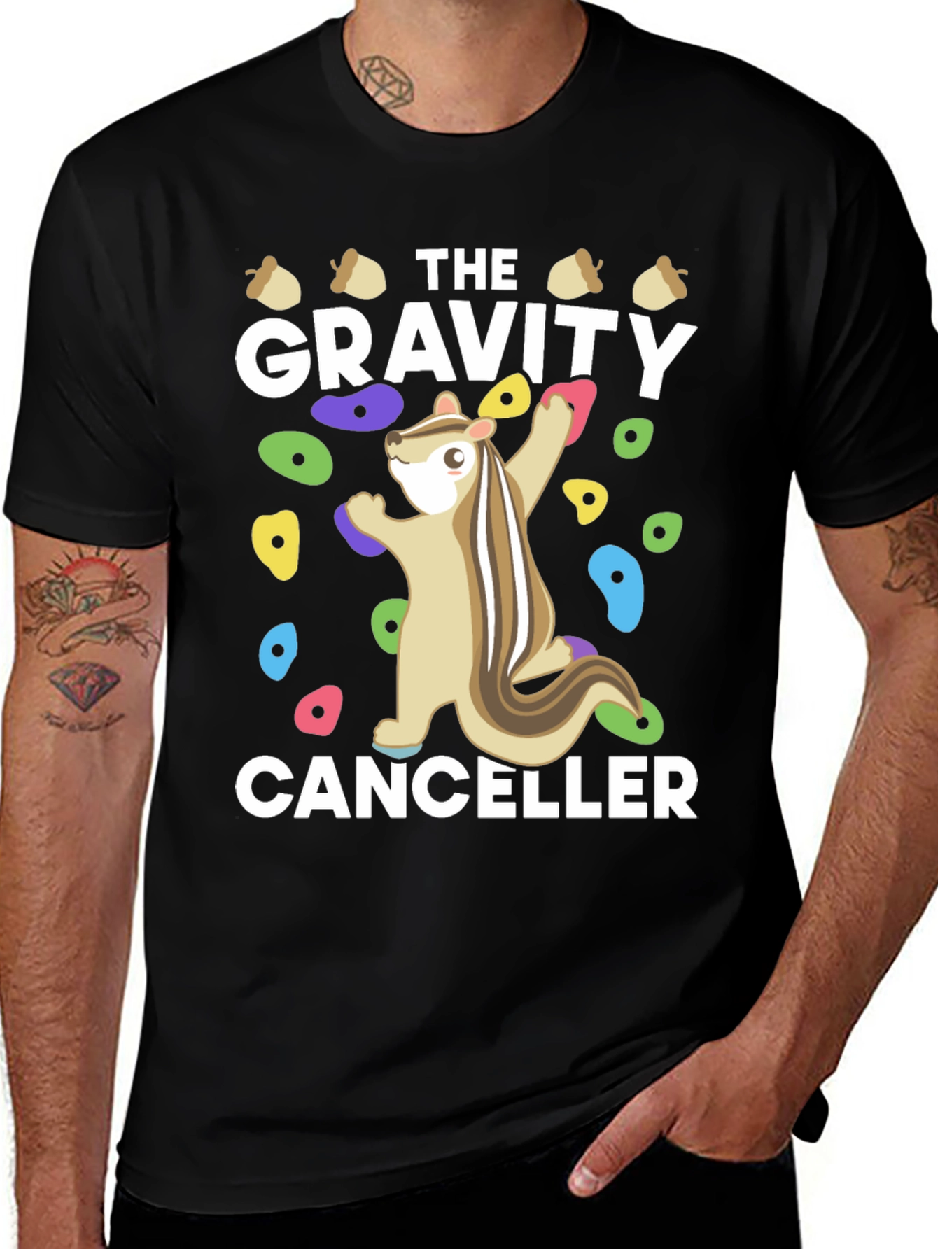 Variant 29 of Gravity Canceller Climber T-Shirt - Funny Chipmunk Design