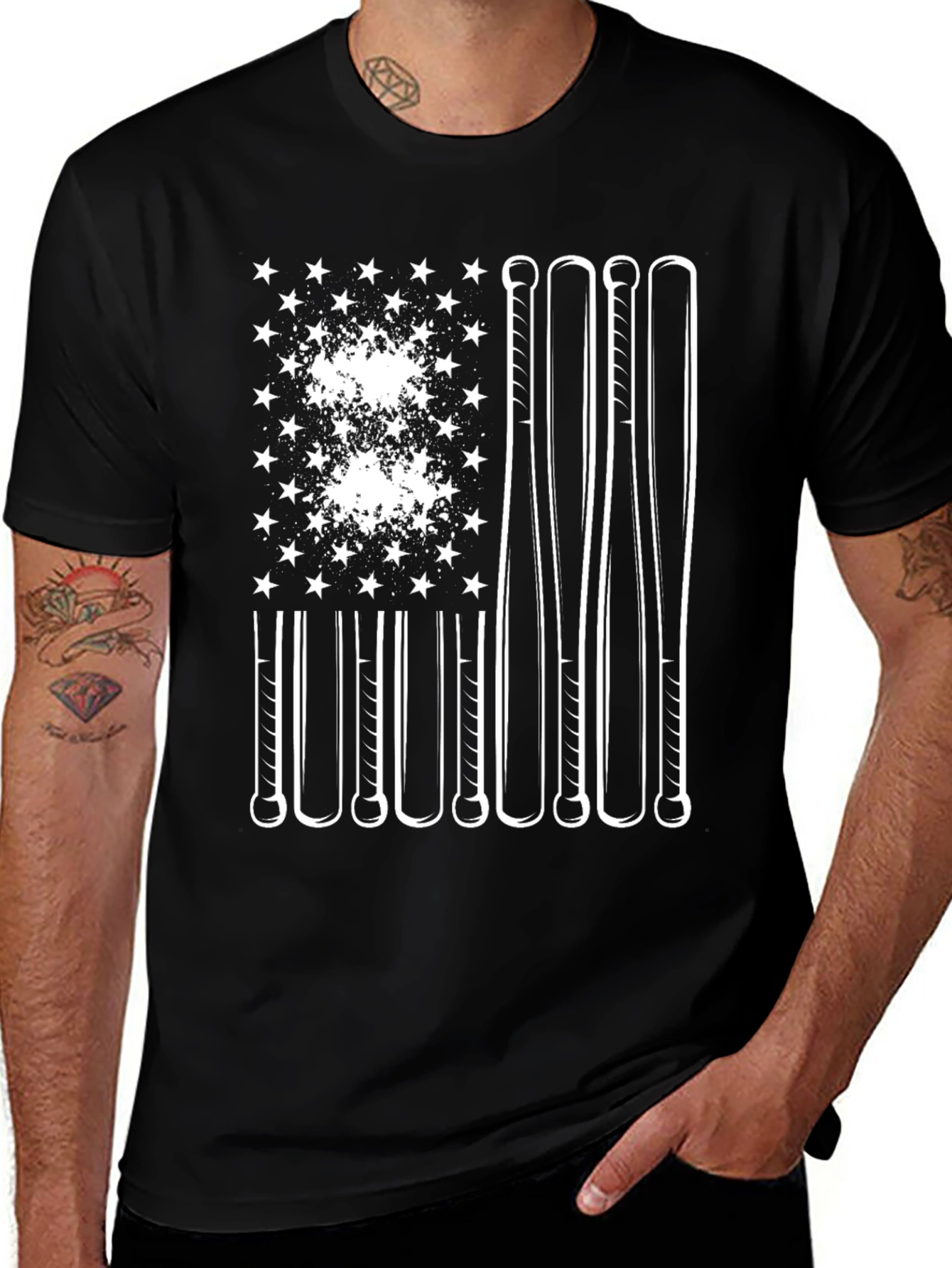 Variant 18 of American Baseball Bats Patriotic T-Shirt