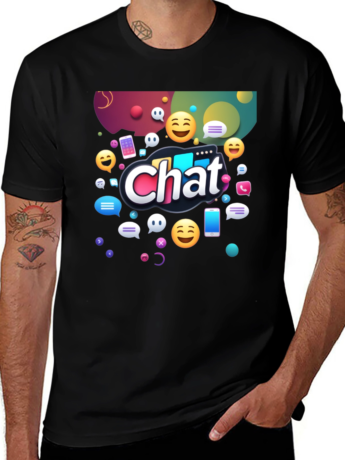 Variant 26 of Chat Emoji Graphic Black T-Shirt