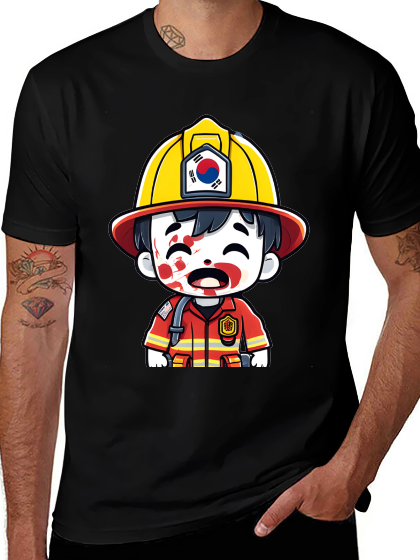 Variant 30 of South Korean Firefighter Cartoon T-Shirt