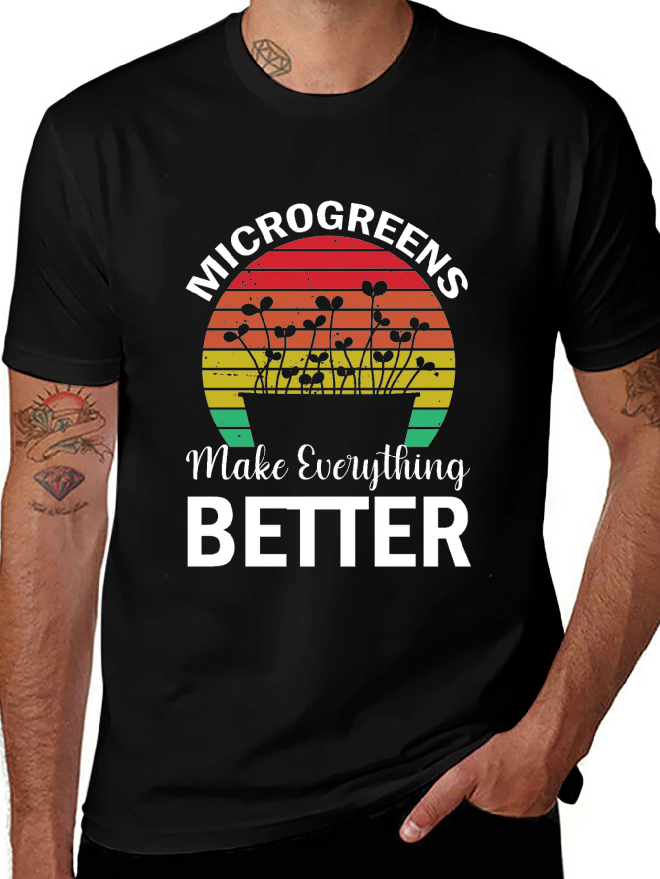 Variant 4 of Microgreens T-Shirt: Retro Style, Plant Lover's Tee