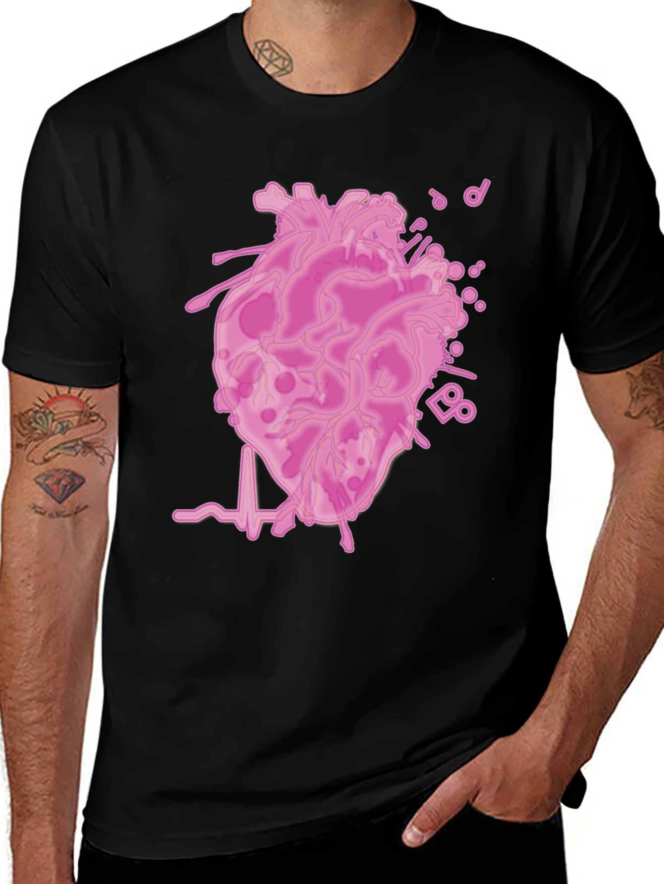 Variant 20 of Anatomical Heartbeat Graphic T-Shirt - Black