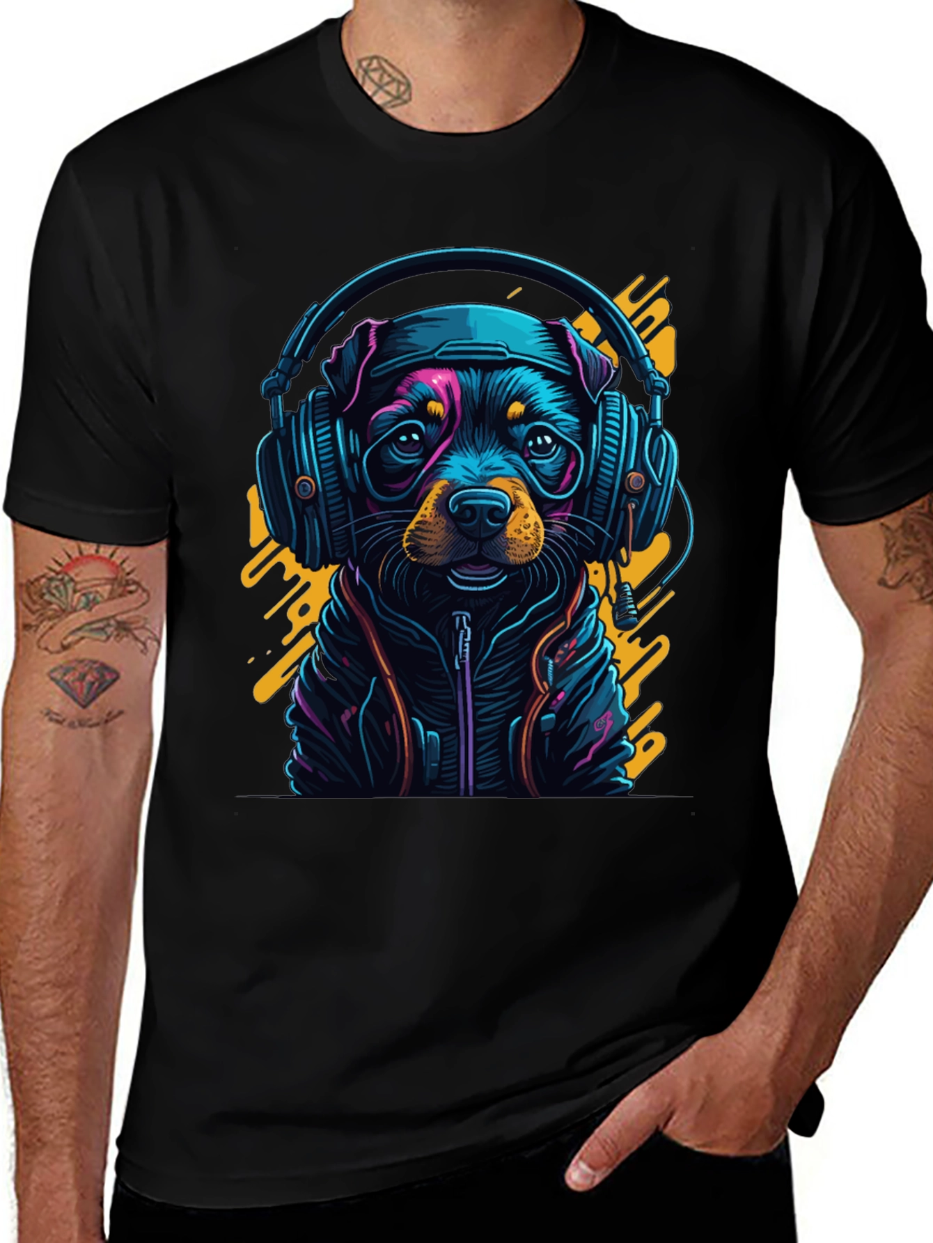 Variant 27 of Dog DJ Black T-Shirt