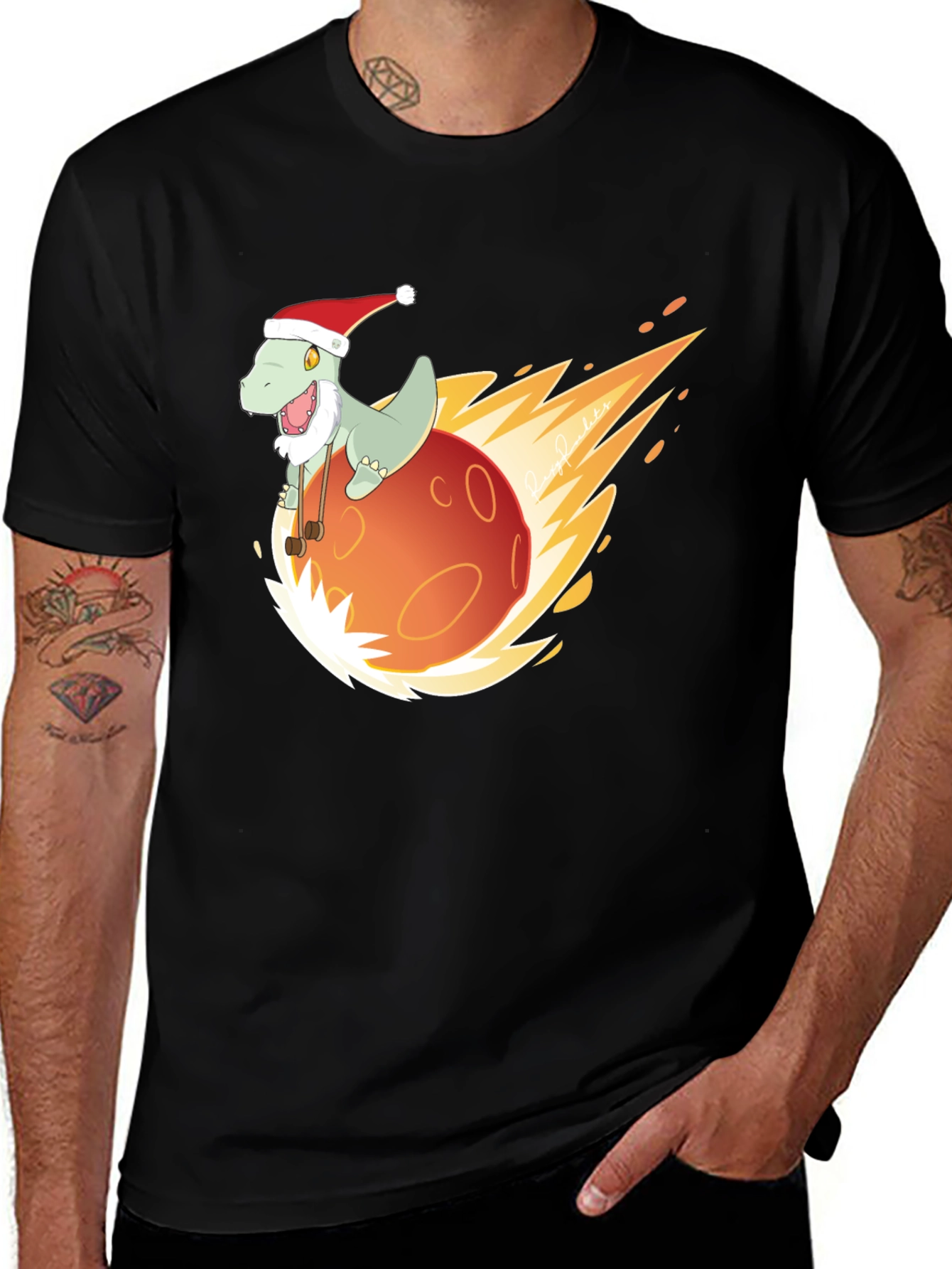 Variant 5 of Dino Comet Christmas T-Shirt