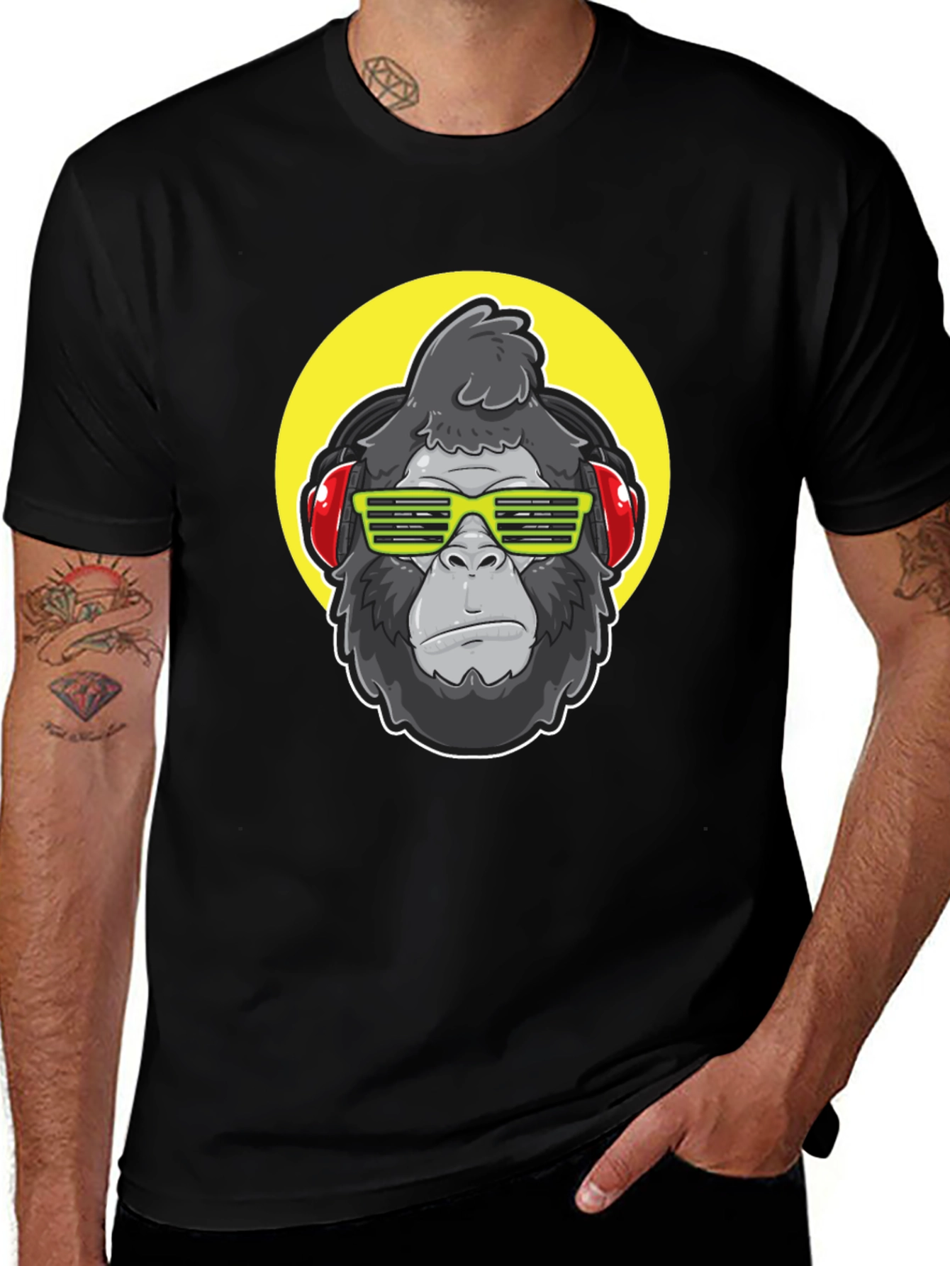 Variant 18 of Cool Gorilla Graphic Tee - Music Lover Style