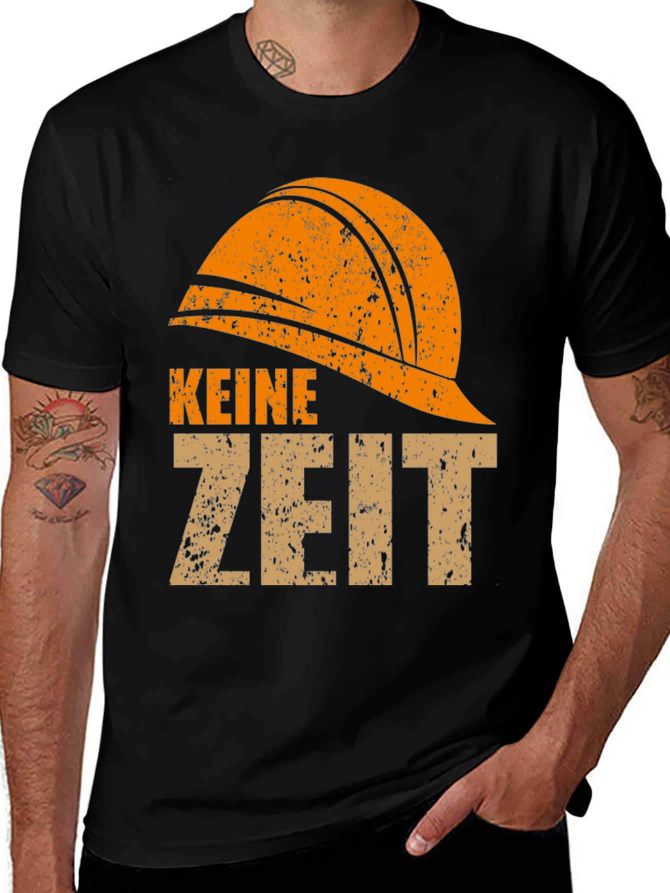 Variant 28 of Keine Zeit Hard Hat T-Shirt - German No Time Tee