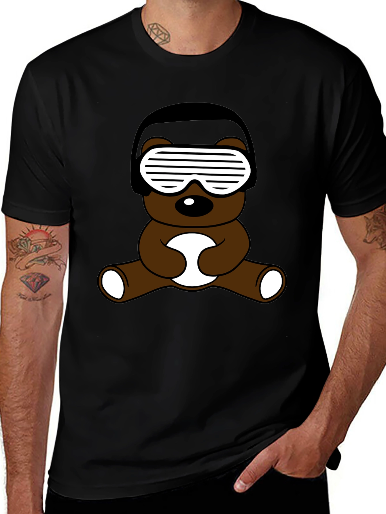 Variant 27 of Cool Bear Graphic Tee - Black Cotton Blend