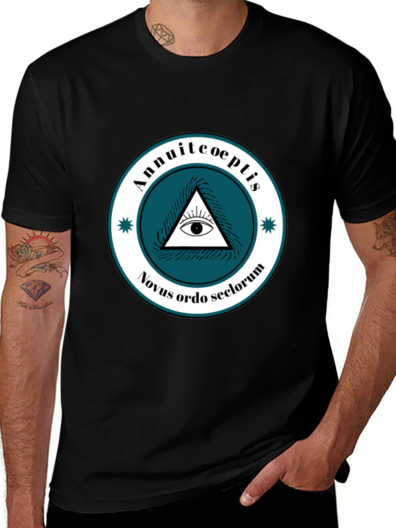 Variant 18 of Illuminati All Seeing Eye Pyramid Graphic Tee - Black