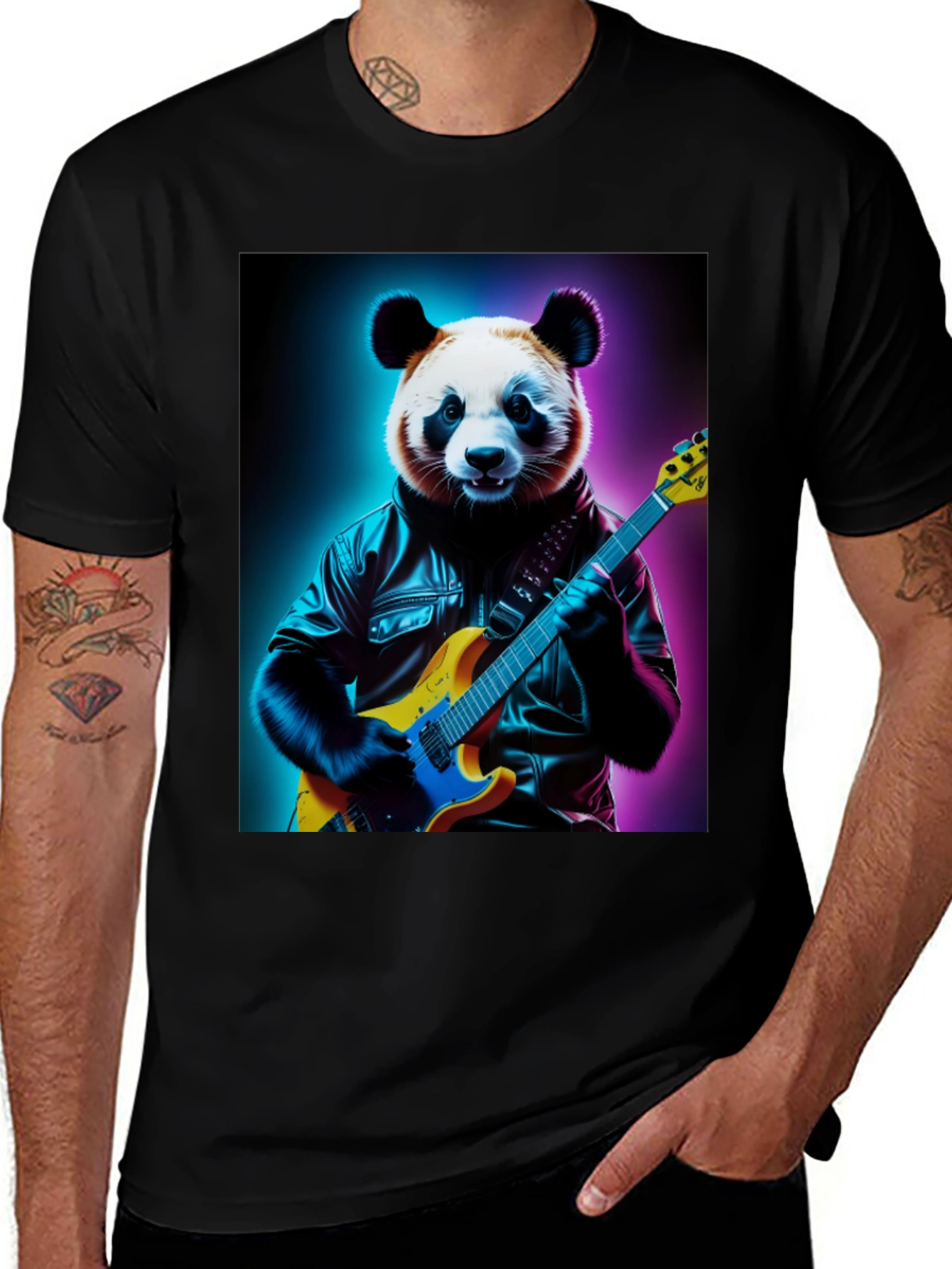 Variant 8 of Panda Rock Star Graphic Tee - Cool & Unique Design