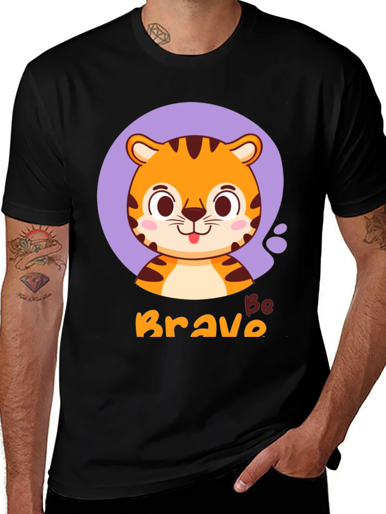 Variant 29 of Be Brave Tiger Graphic Tee - Fun & Stylish T-Shirt