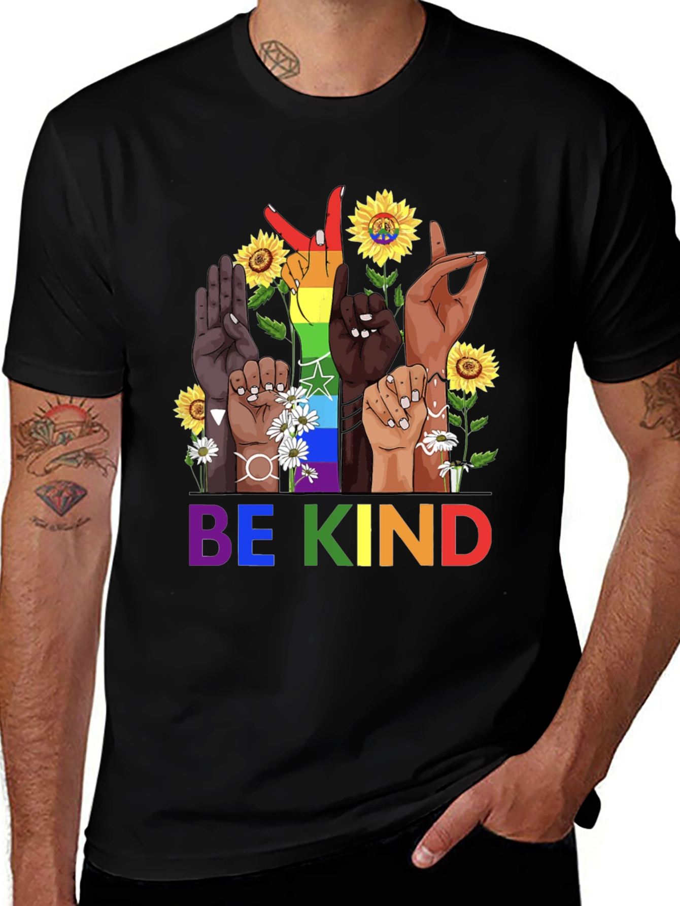 Black Be Kind Diversity Hands Graphic Tee - Unisex main image