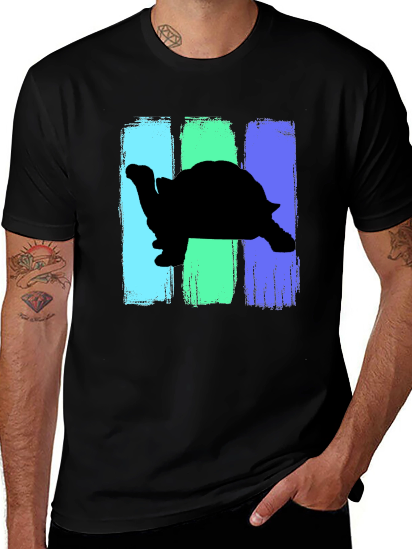 Variant 4 of Turtle Silhouette Brush Stroke Graphic Tee