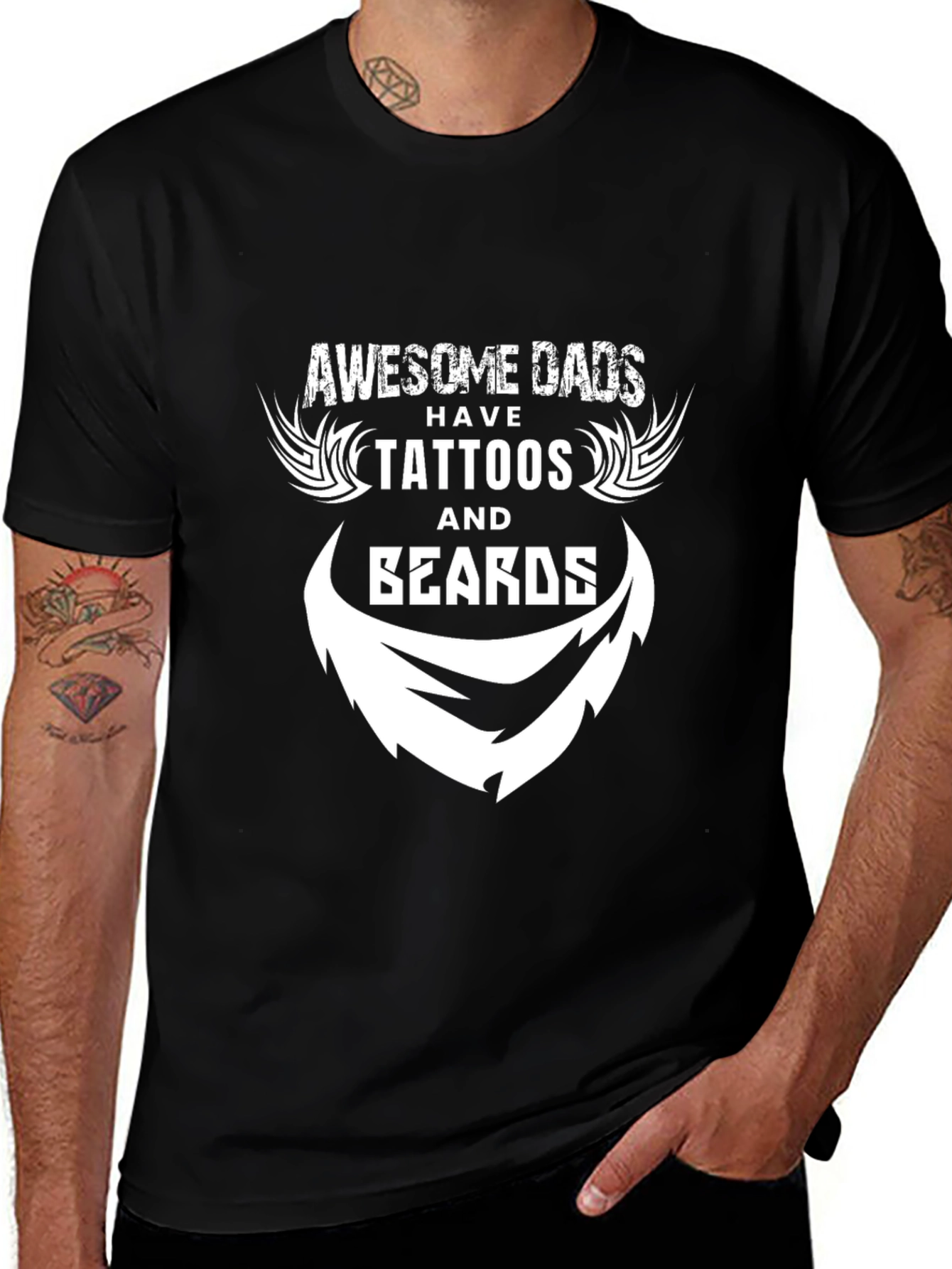 Variant 11 of Awesome Dads Tattoos & Beards Graphic T-Shirt