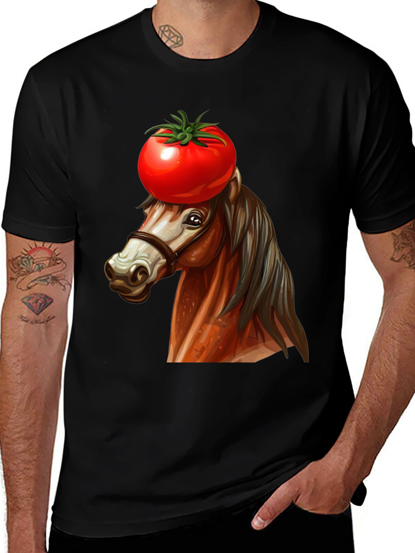 Variant 8 of Tomato-Headed Horse Graphic Tee
