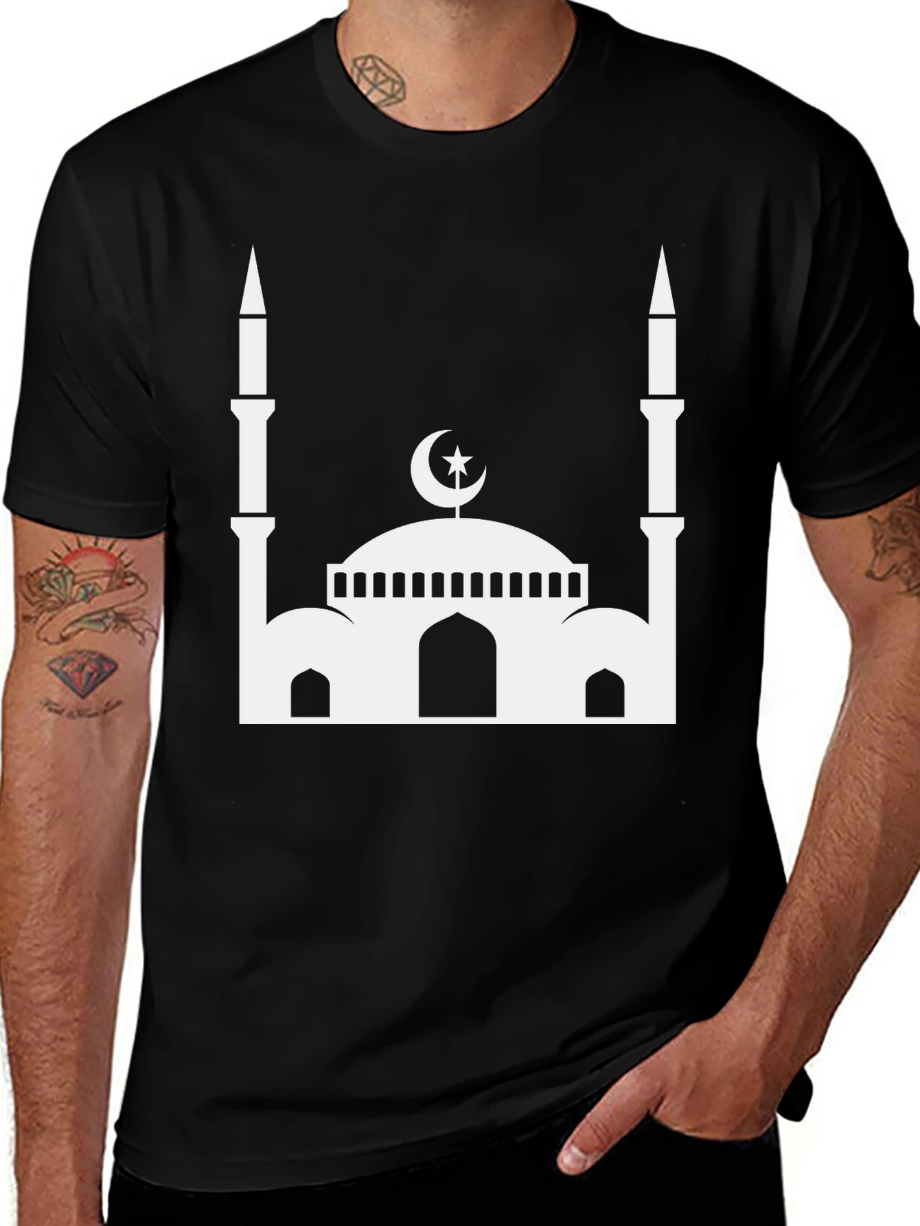 Variant 23 of Mosque Graphic Black T-Shirt