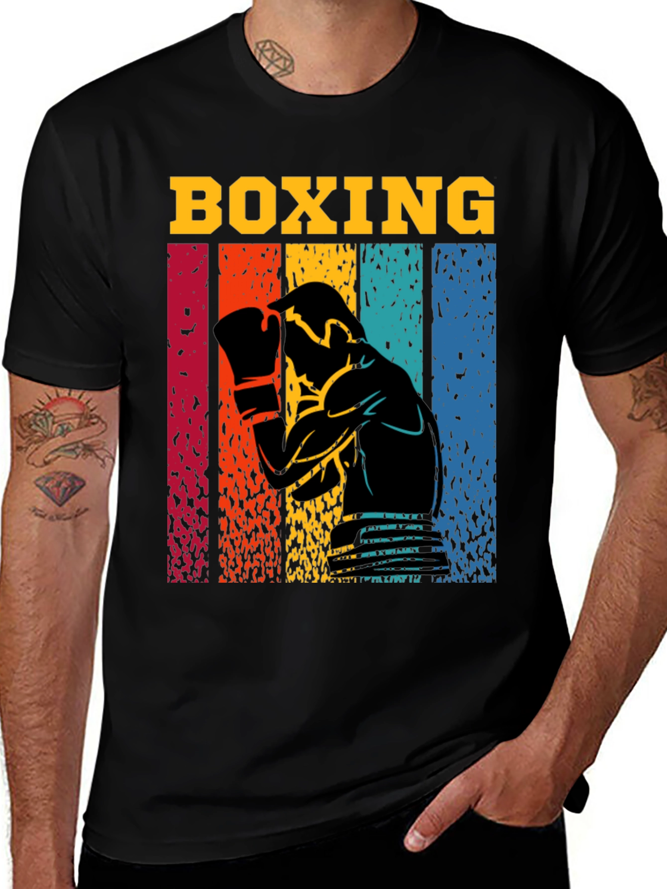 Variant 19 of Retro Boxing Graphic T-Shirt - Black
