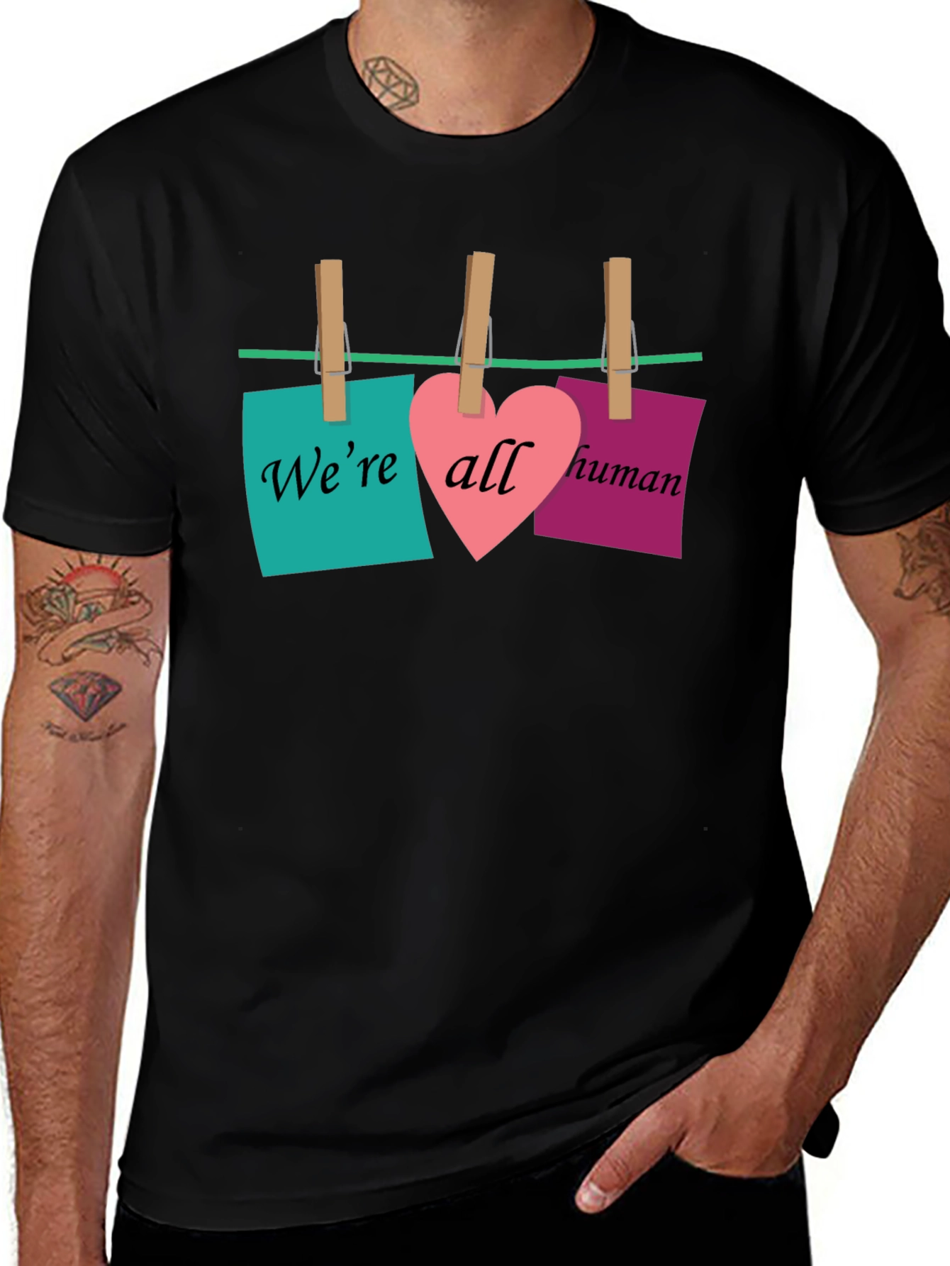 Variant 10 of We're All Human T-Shirt - Equality & Love Design