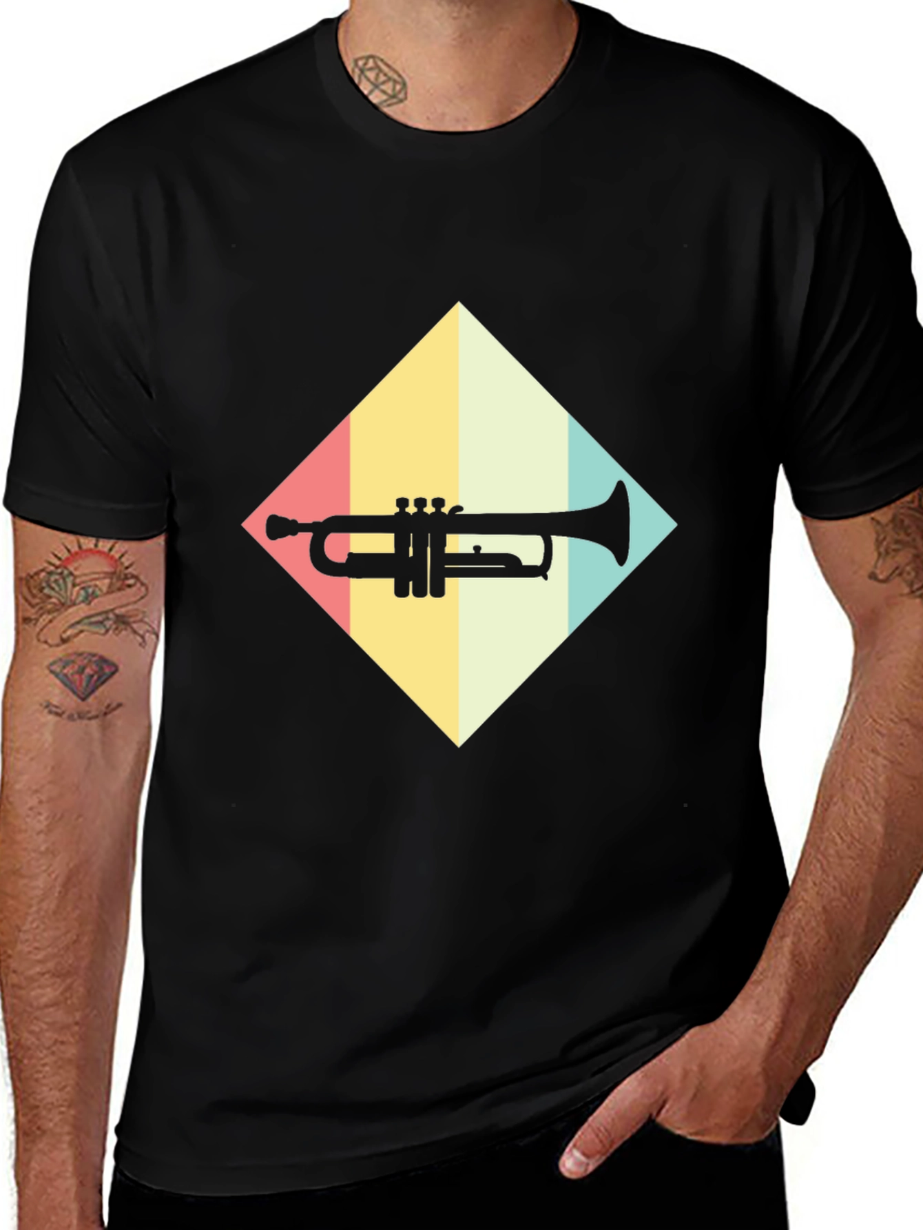 Variant 11 of Retro Trumpet Graphic Tee - Vintage Music Lover Shirt