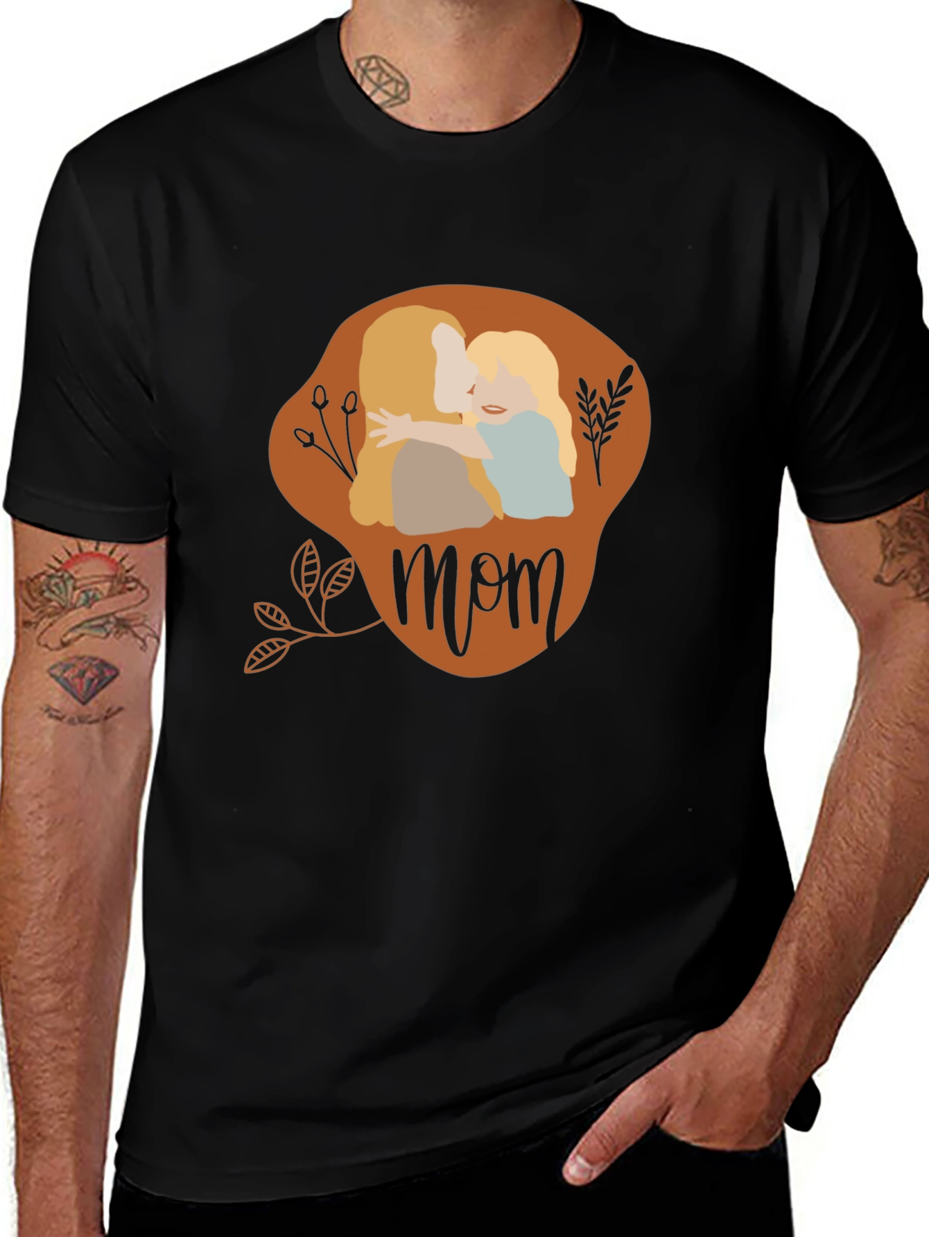 Variant 17 of Stylish 'Mom' Graphic Print Black T-Shirt