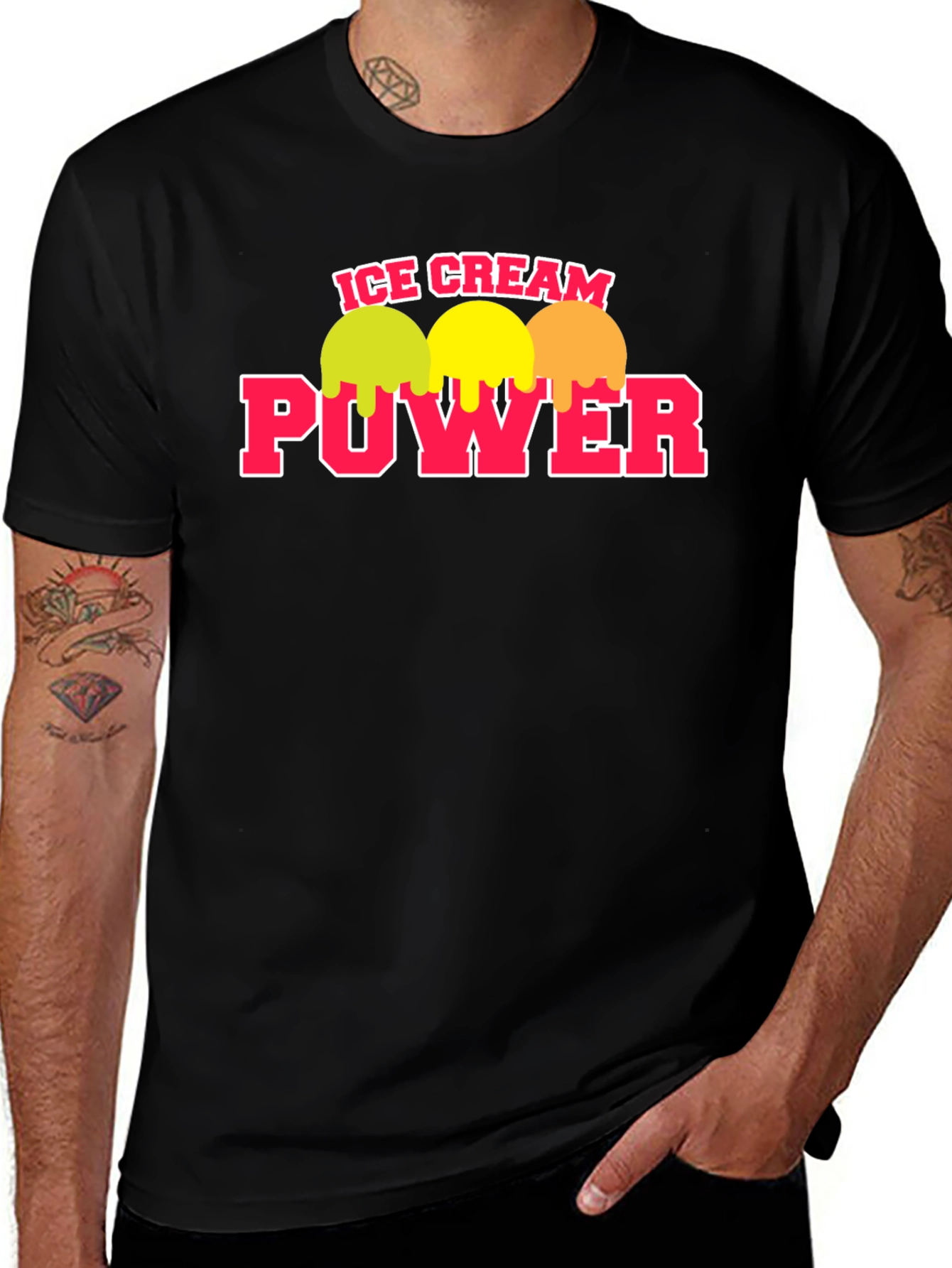 Black Ice Cream Power T-Shirt - Black Crew Neck Tee main image