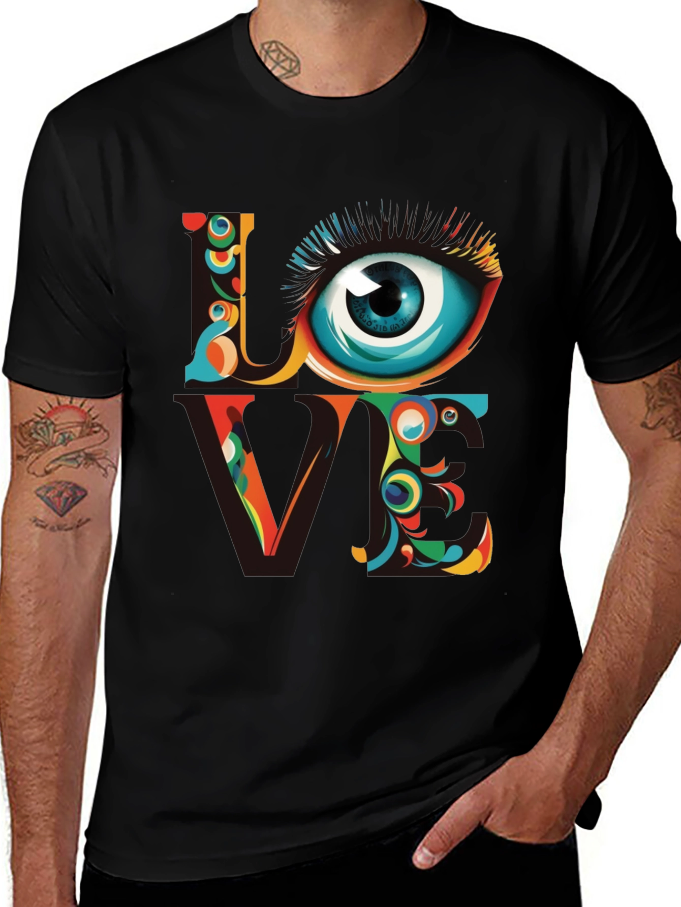 Variant 23 of Psychedelic 'Love' Eye Graphic Tee - Unique Art Shirt