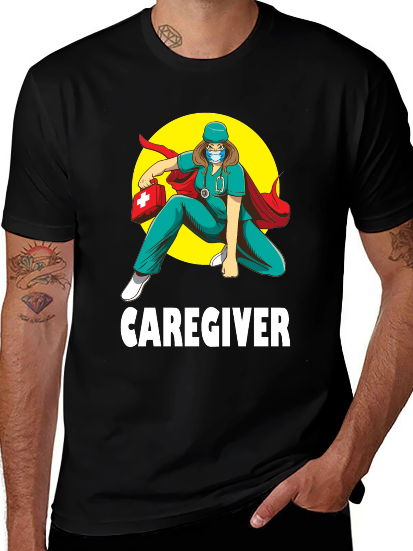 Variant 7 of Caregiver Hero T-Shirt - Medical Superhero Tee
