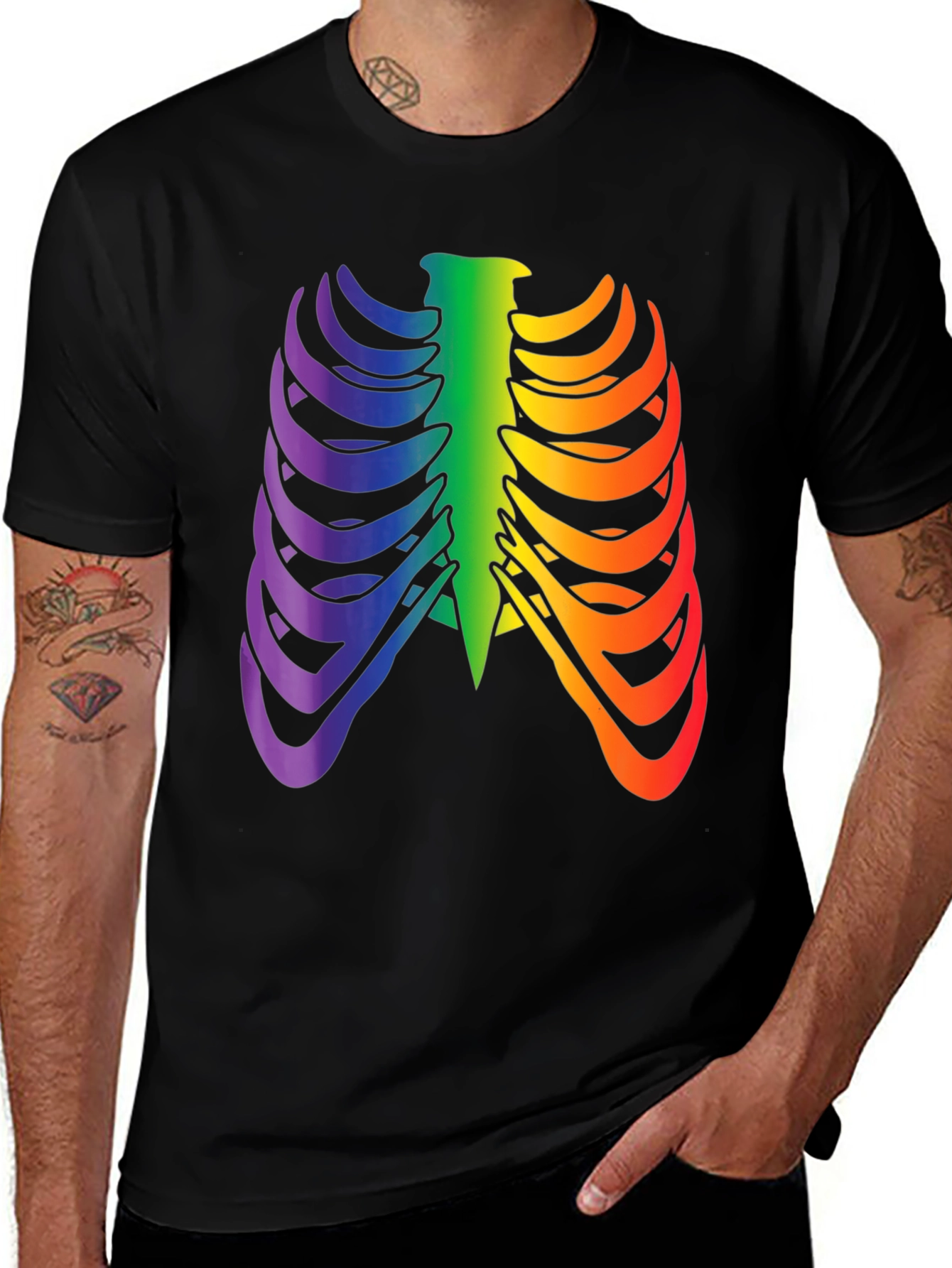 Variant 24 of Rainbow Rib Cage Graphic T-Shirt