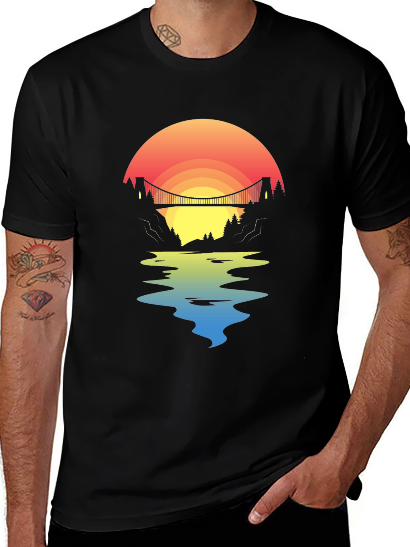 Variant 24 of Sunset Bridge Graphic Tee - Black
