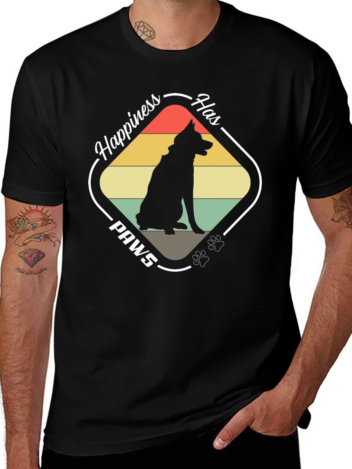 Variant 6 of Happiness Has Paws Dog Lover T-Shirt